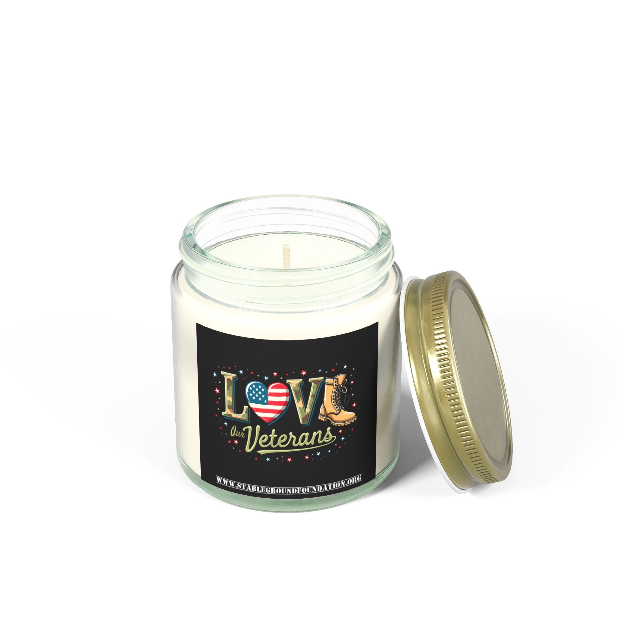 Love Veterans Candle – Honor, Light, and a Touch of Gold