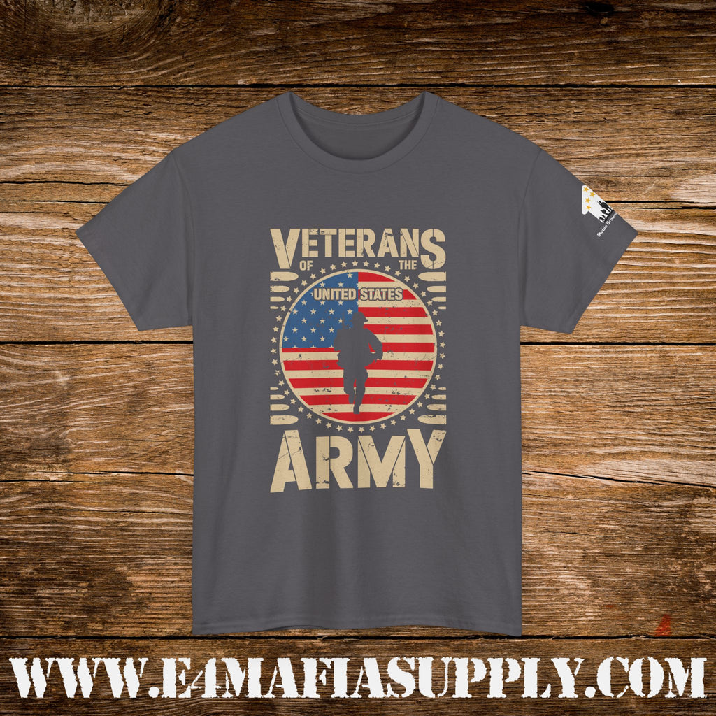“Proud Army Veteran” – Patriotic Soldier Silhouette Flag T-Shirt