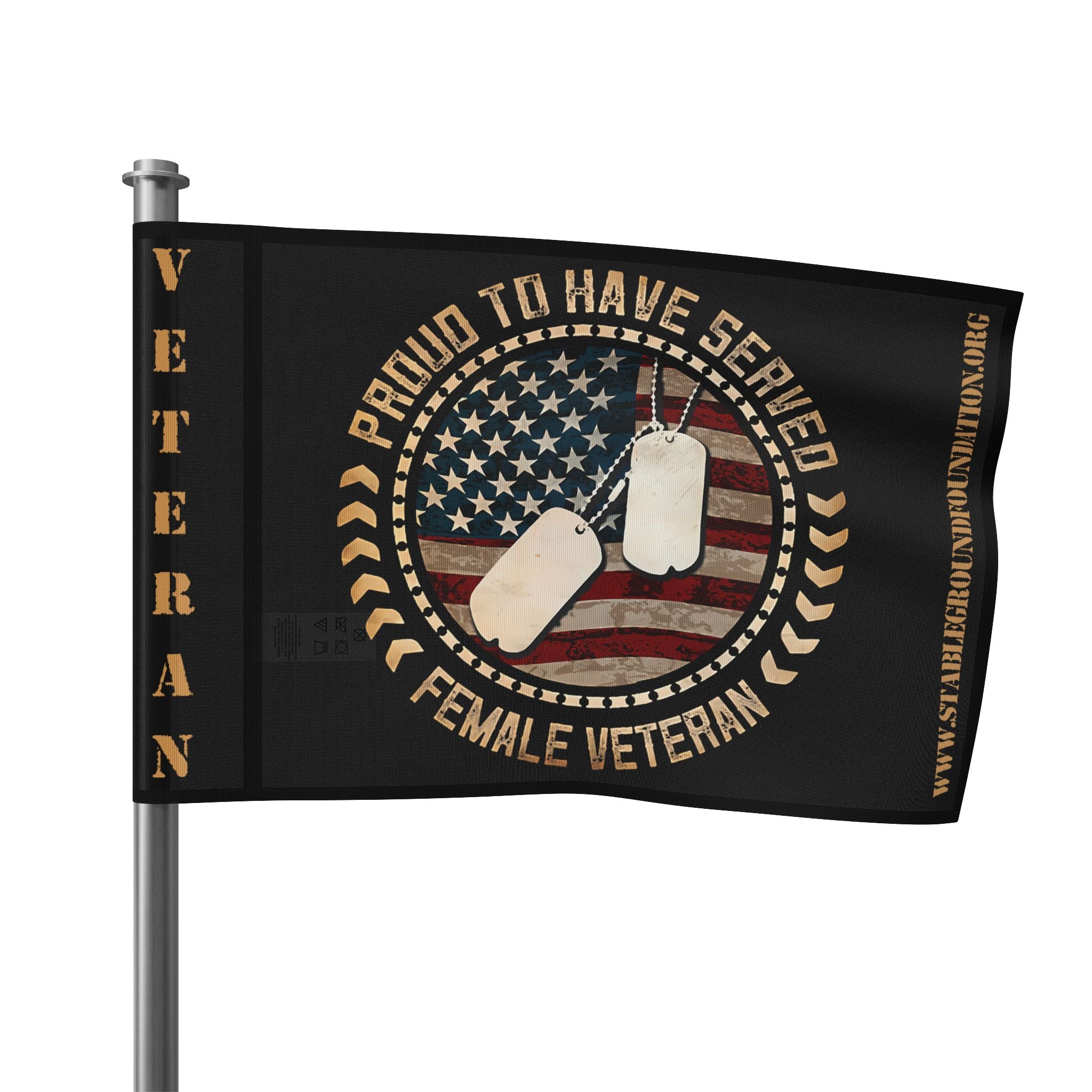 Proud to Have Served — Female Veteran Flag Honoring Courage and Commitment
