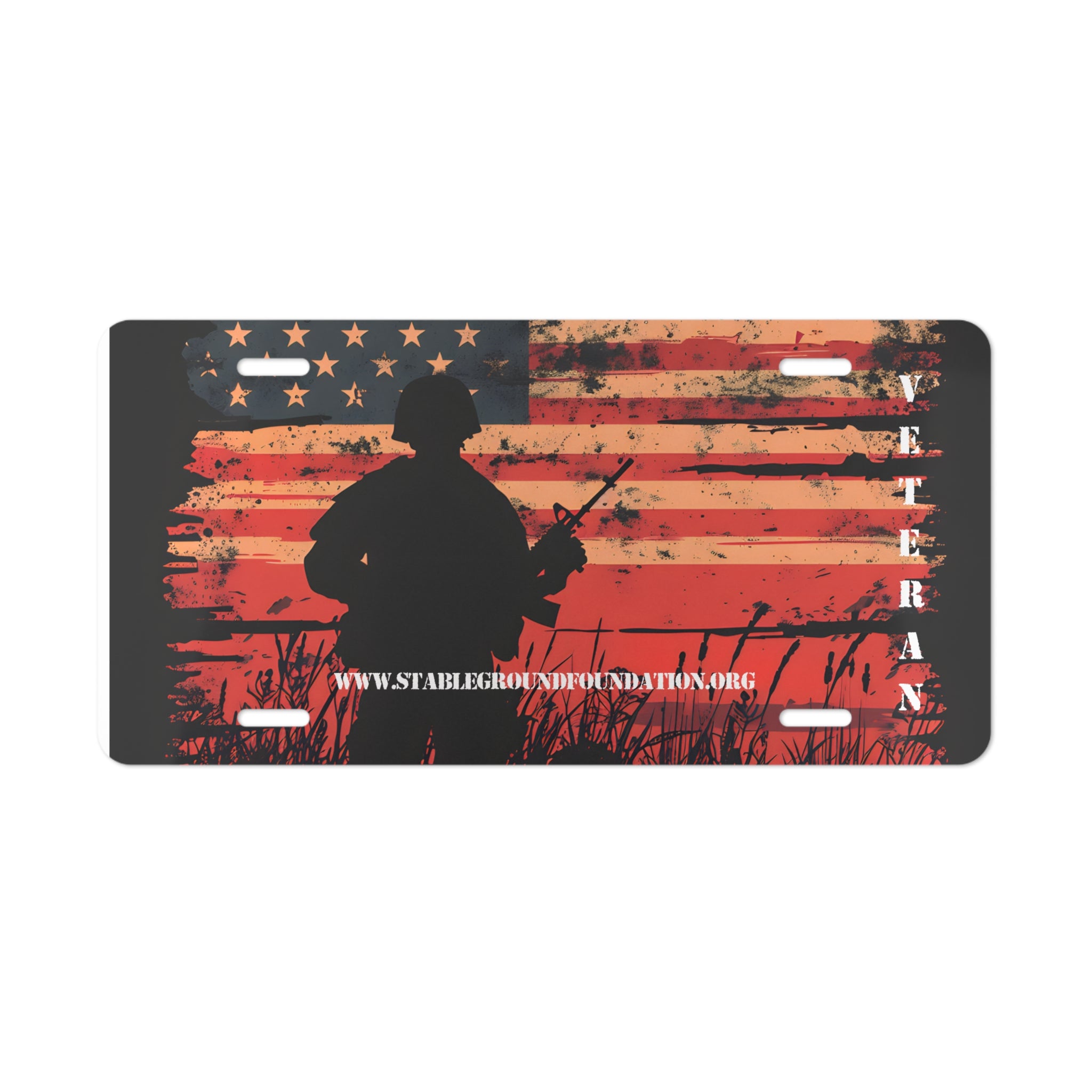 Silent Salute – Soldier Silhouette American Flag Veteran License Plate