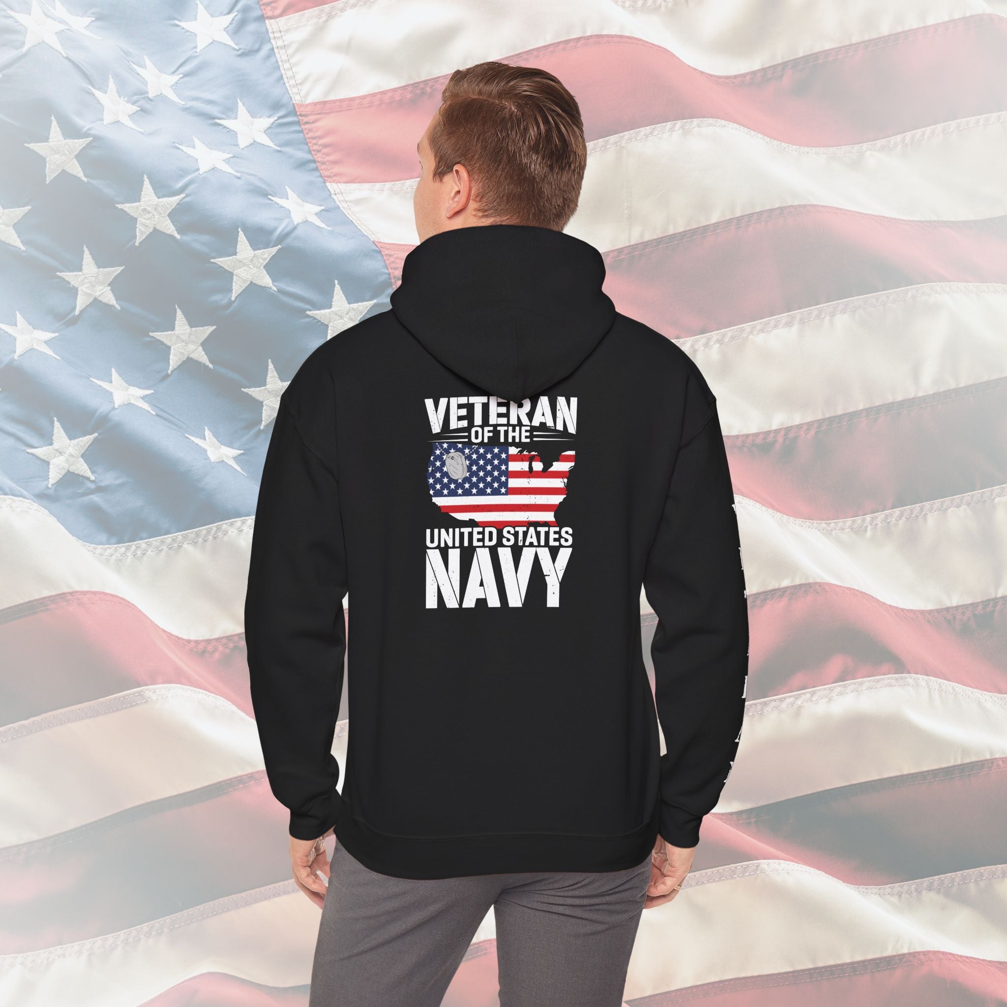 United States Navy Veteran Hoodie – Patriotic Flag Edition