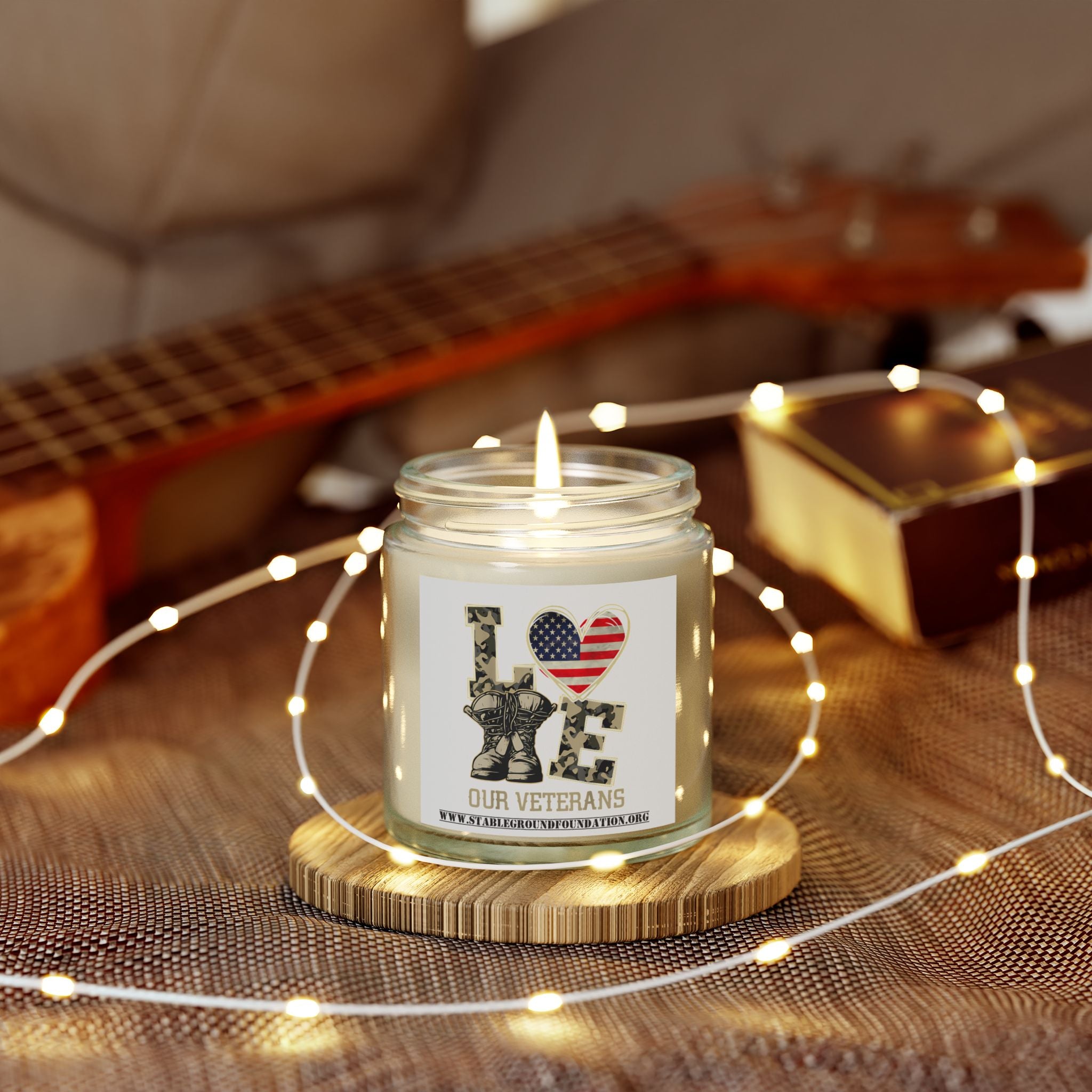 Love Our Veterans Candle – Soldier Silhouette Tribute Candle