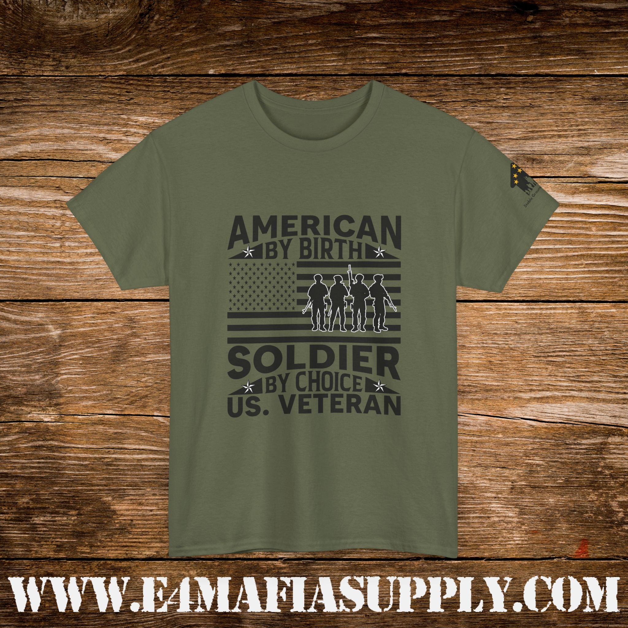 “American by Birth, Soldier by Choice” – U.S. Veteran Patriotic T-Shirt