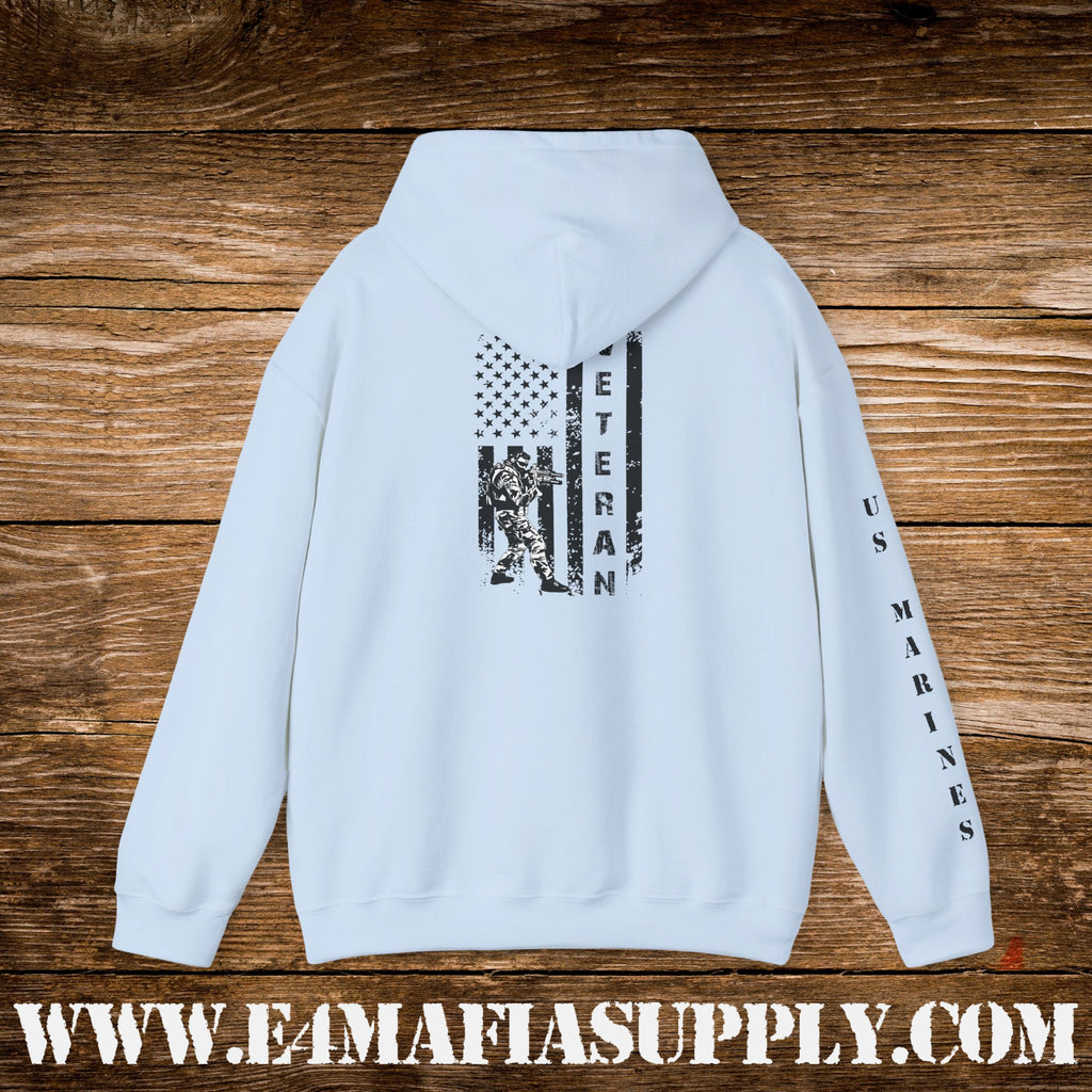 US Marines Vertical Flag Veteran Hoodie