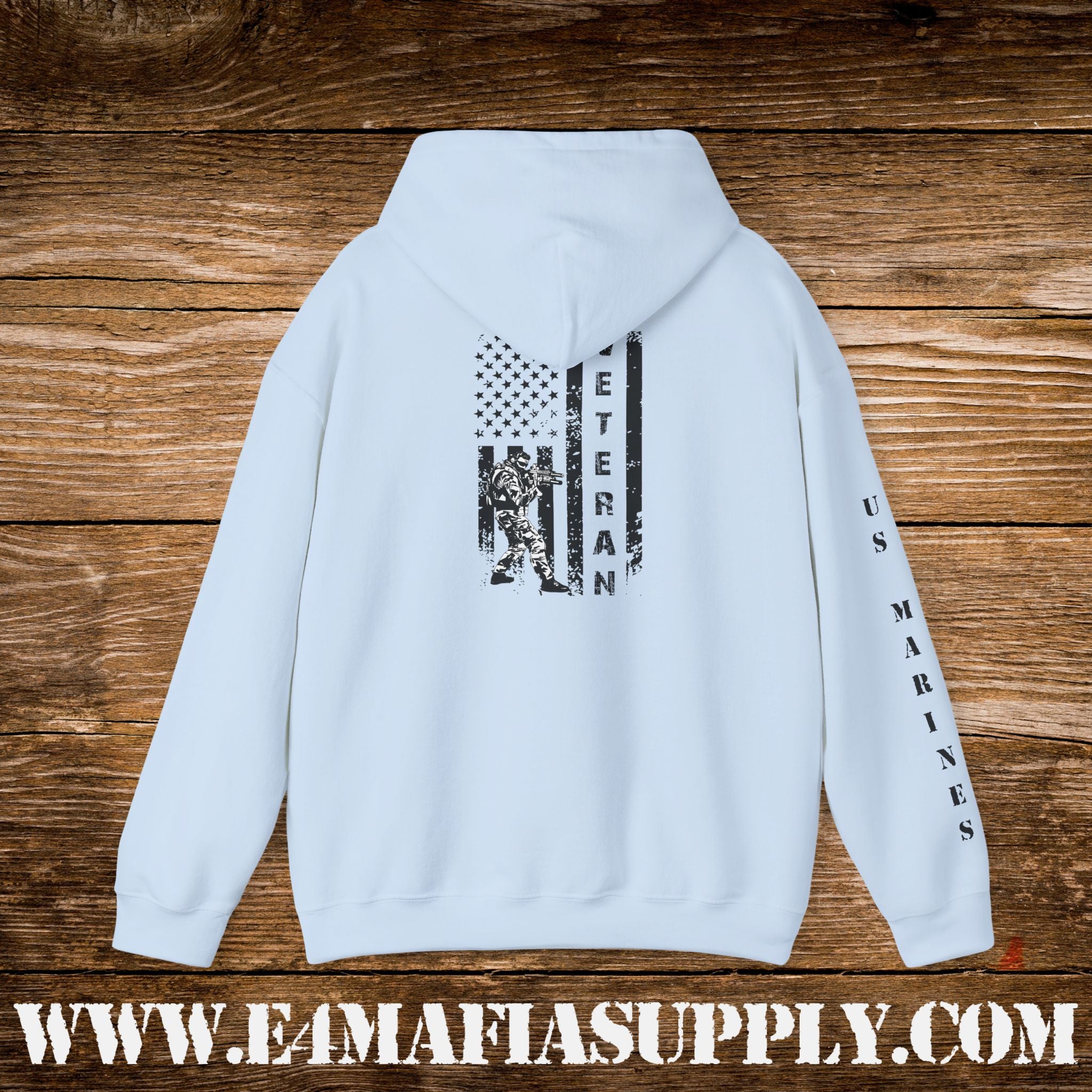 US Marines Vertical Flag Veteran Hoodie