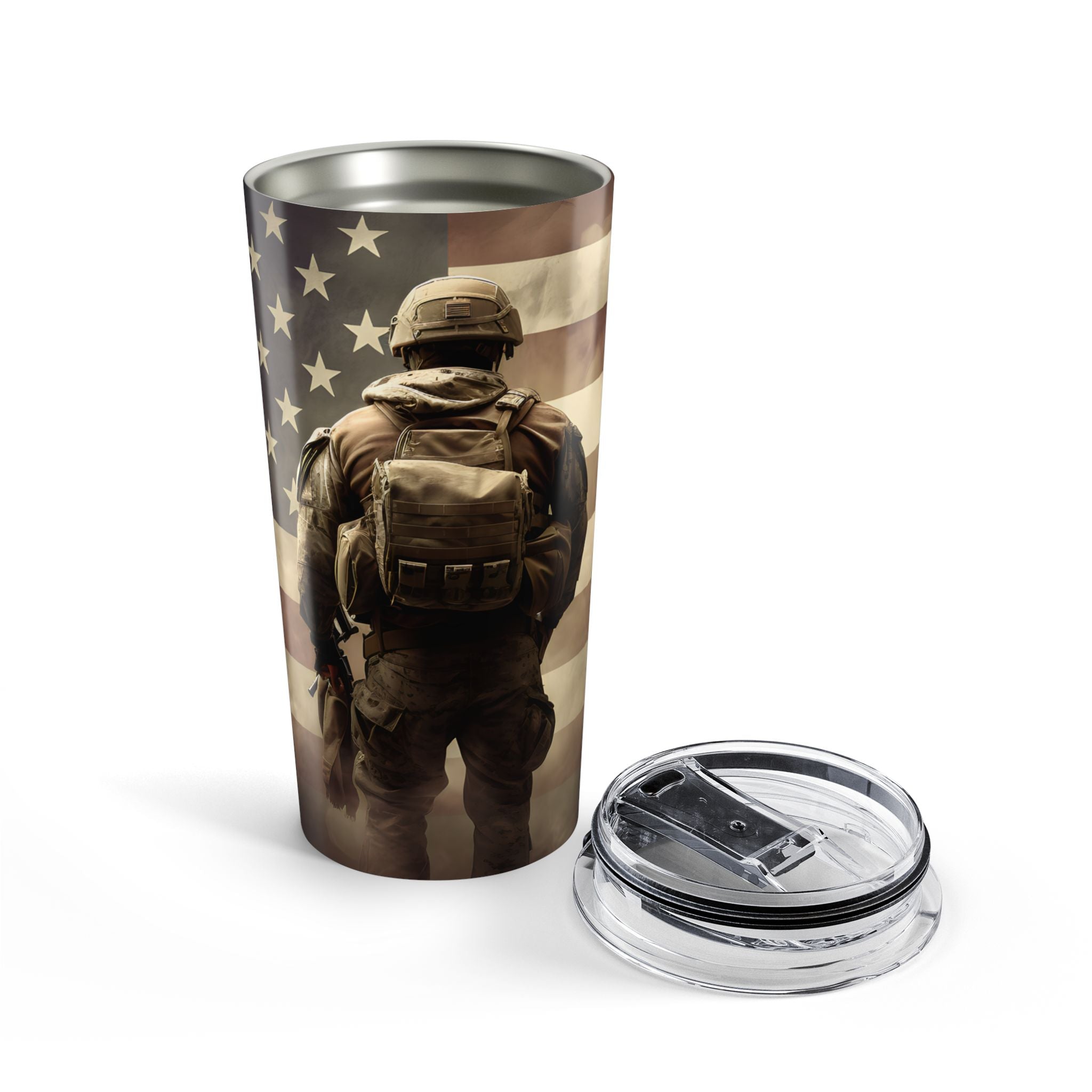 Home of the Brave — Patriotic Soldier Tumbler for the Ones Who Carry It All