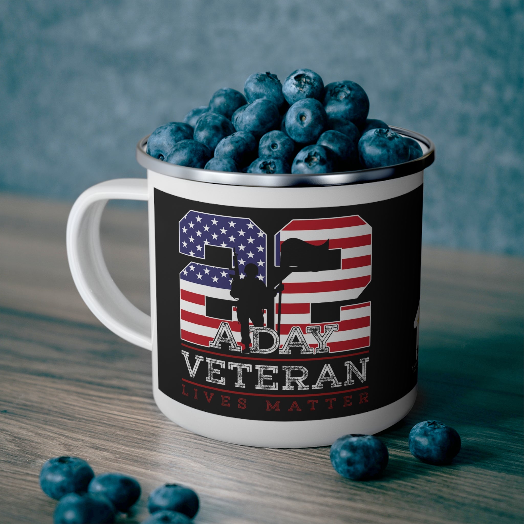 22 A Day Coffee Cup – Veteran Lives Matter Patriotic Awareness Enamel Cup