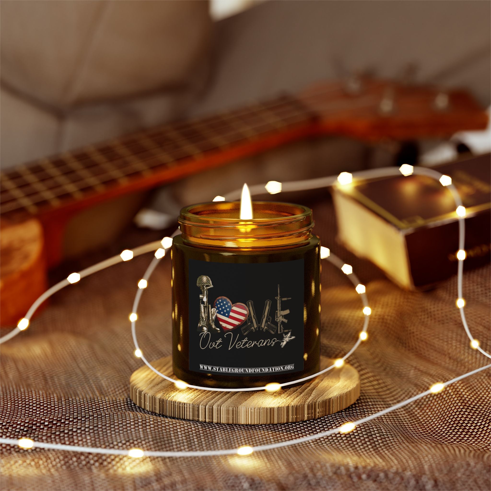 Love Our Veterans Battlefield Cross Candle – Light in Honor of the Fallen