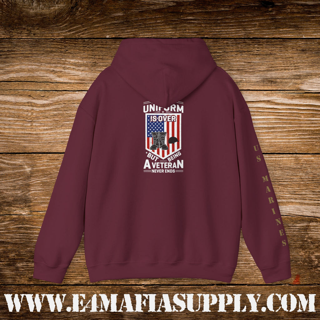 Copy of My Time in Uniform Is Over But Being a Veteran Never Ends – US Marines Hoodie