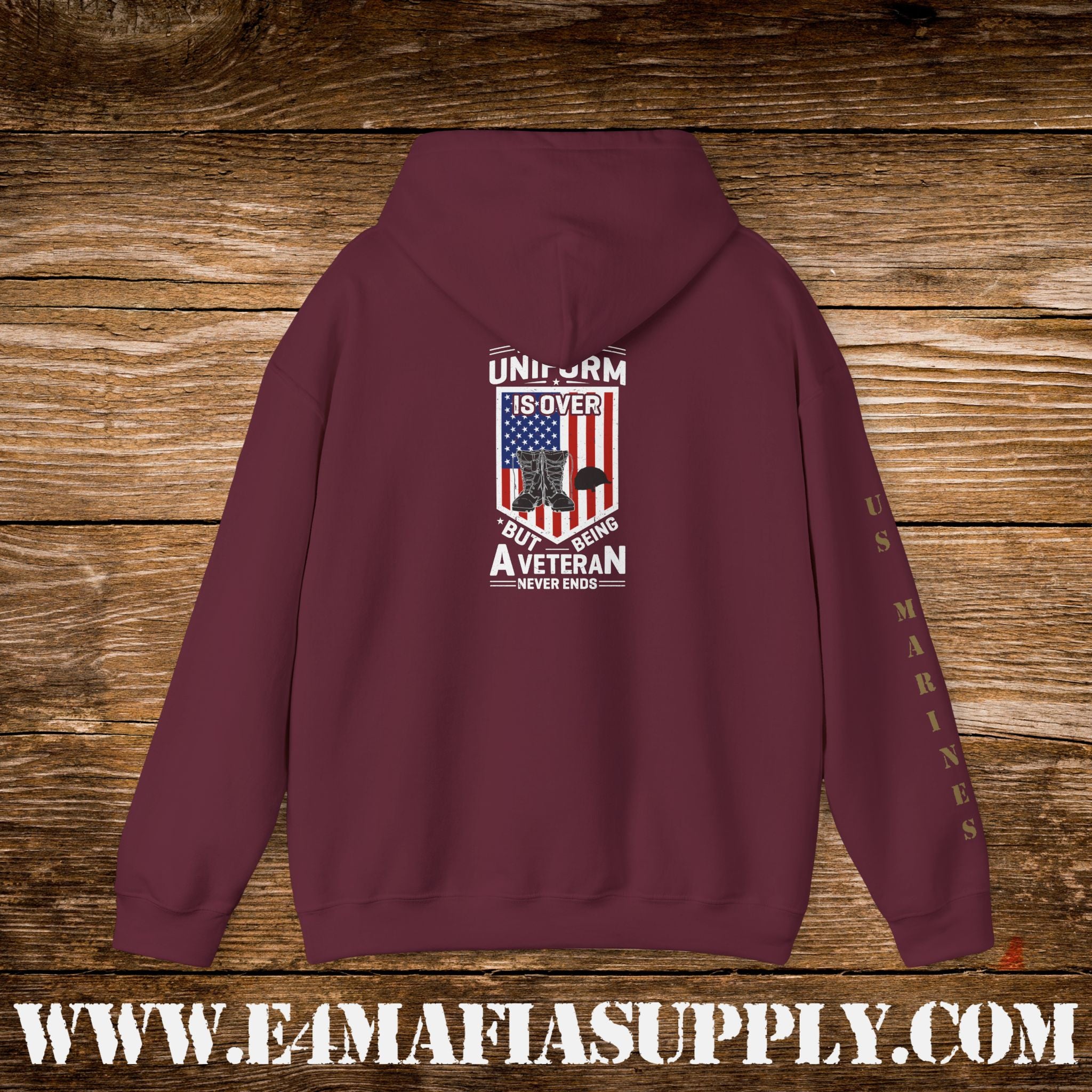 Copy of My Time in Uniform Is Over But Being a Veteran Never Ends – US Marines Hoodie