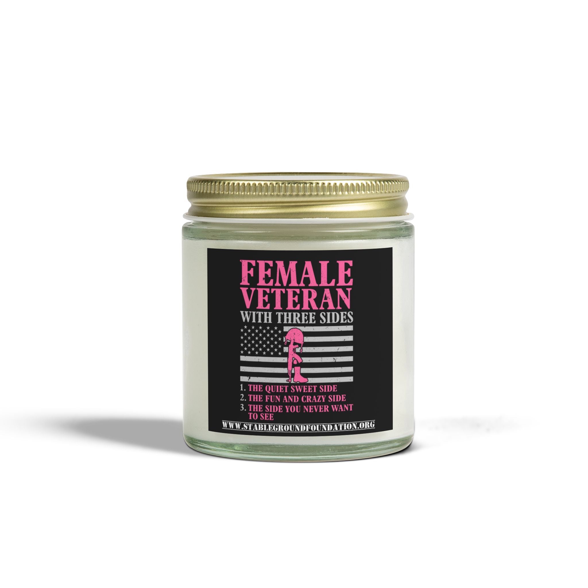 Female Veteran Candle – Pink Ribbon Tribute with Three Sides of Strength