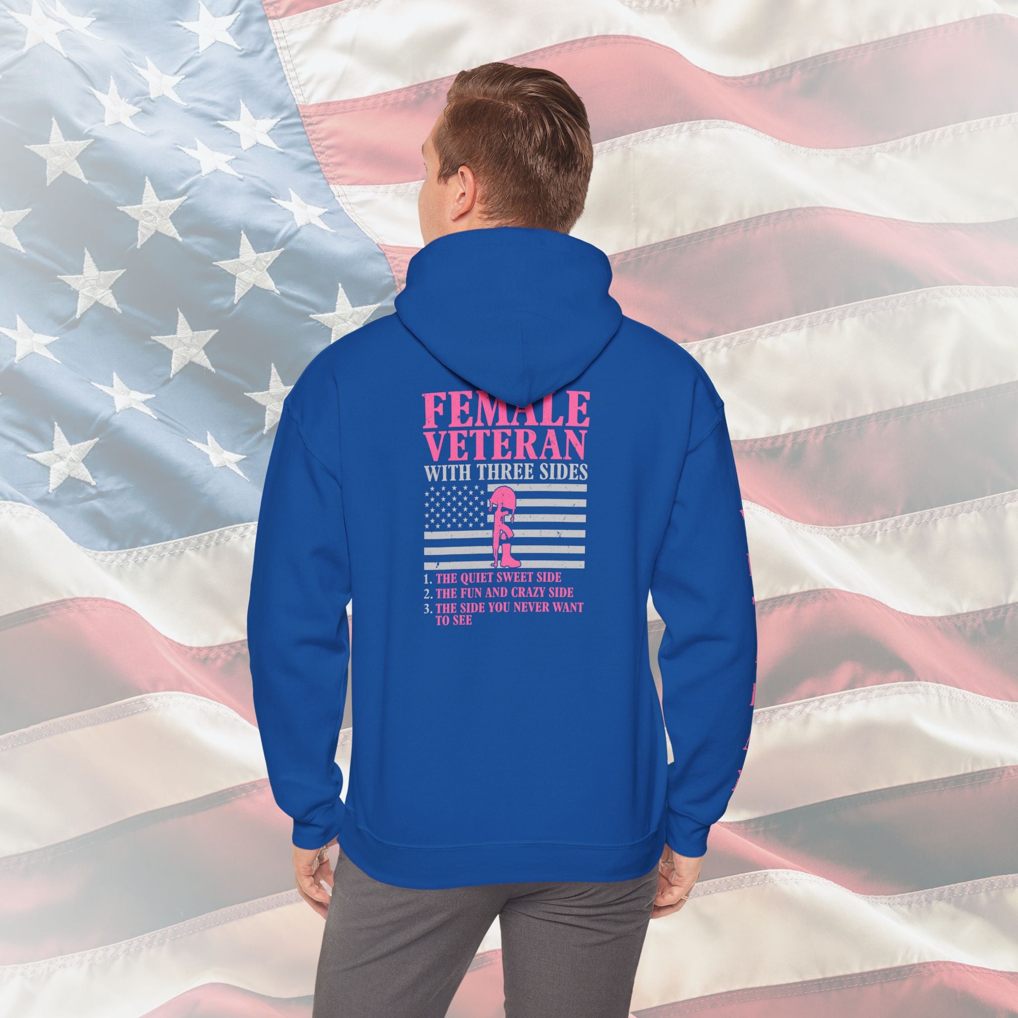 Female Veteran With Three Sides Hoodie