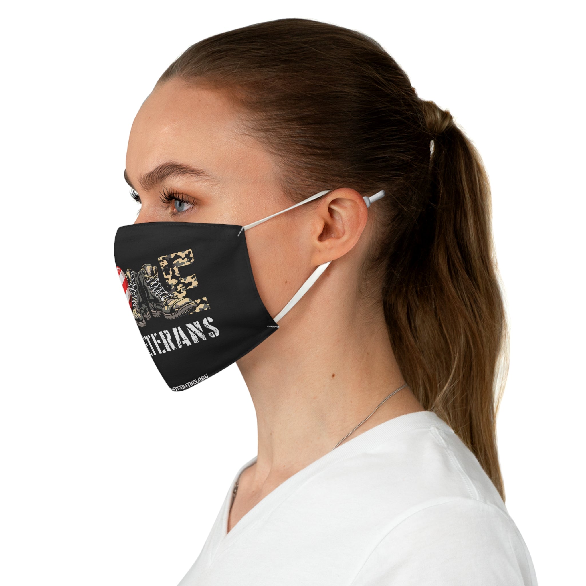 Love Our Veterans – Patriotic Boots & Heart Face Mask