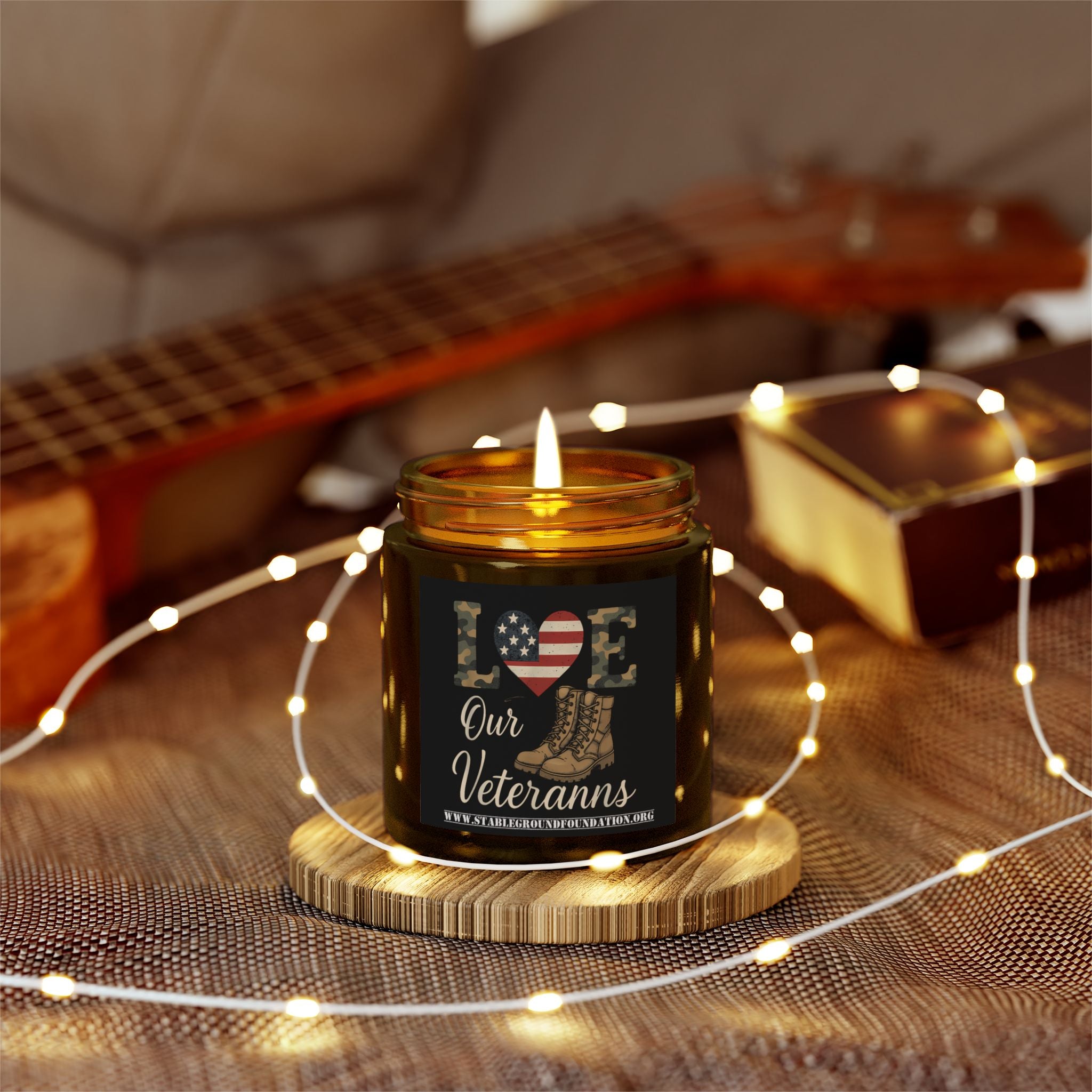 Love Our Veterans Combat Boots Candle – Honor with Heart and Flame