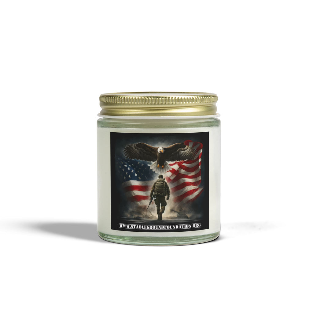Defenders of Freedom Candle – Soldier with American Flag Tribute