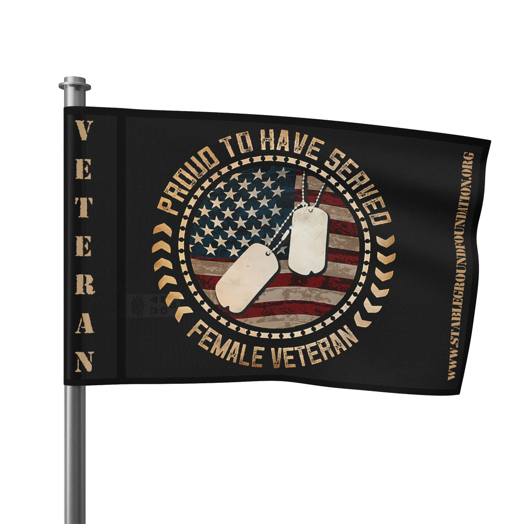 Proud to Have Served — Tan Female Veteran Flag with American Pride
