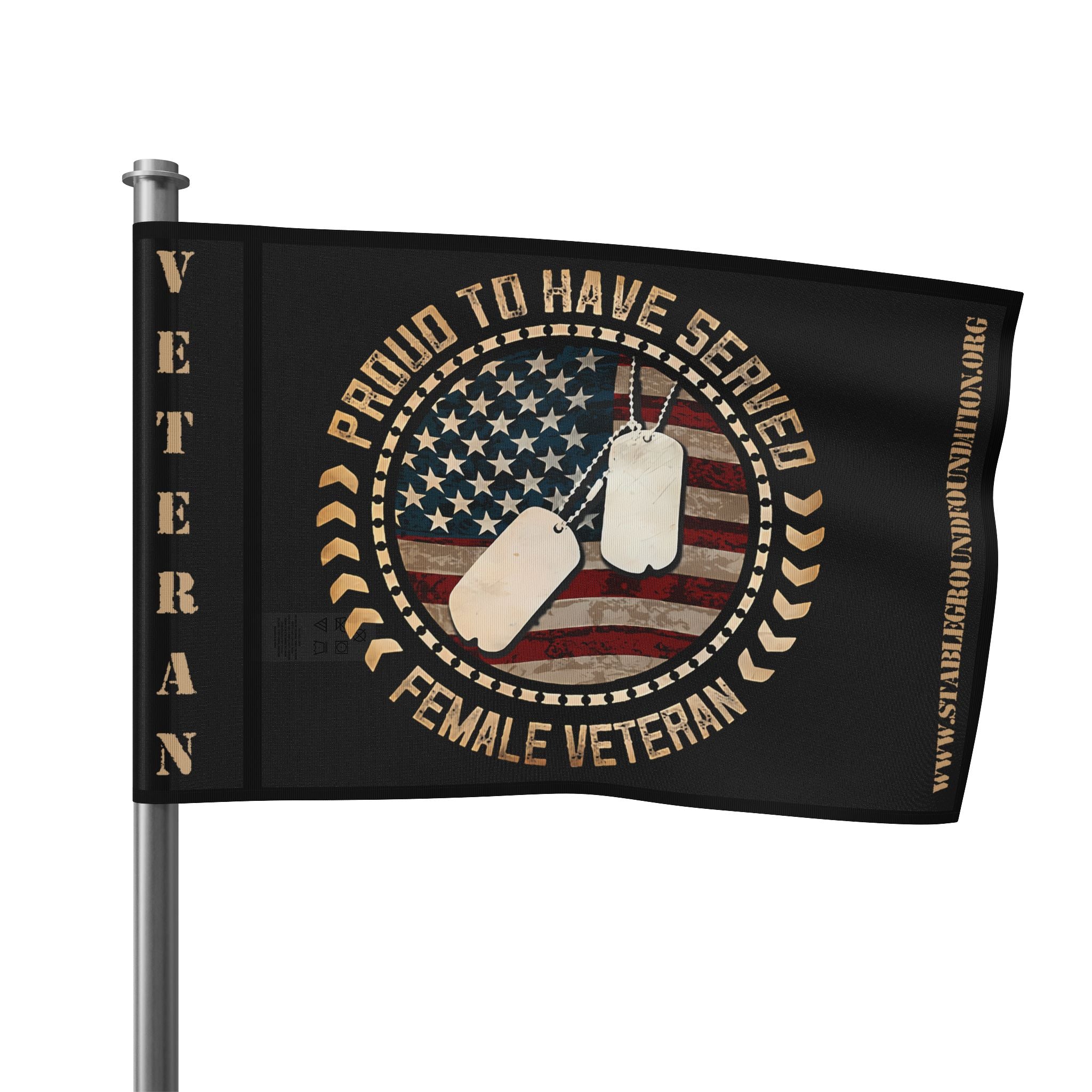Proud to Have Served — Tan Female Veteran Flag with American Pride
