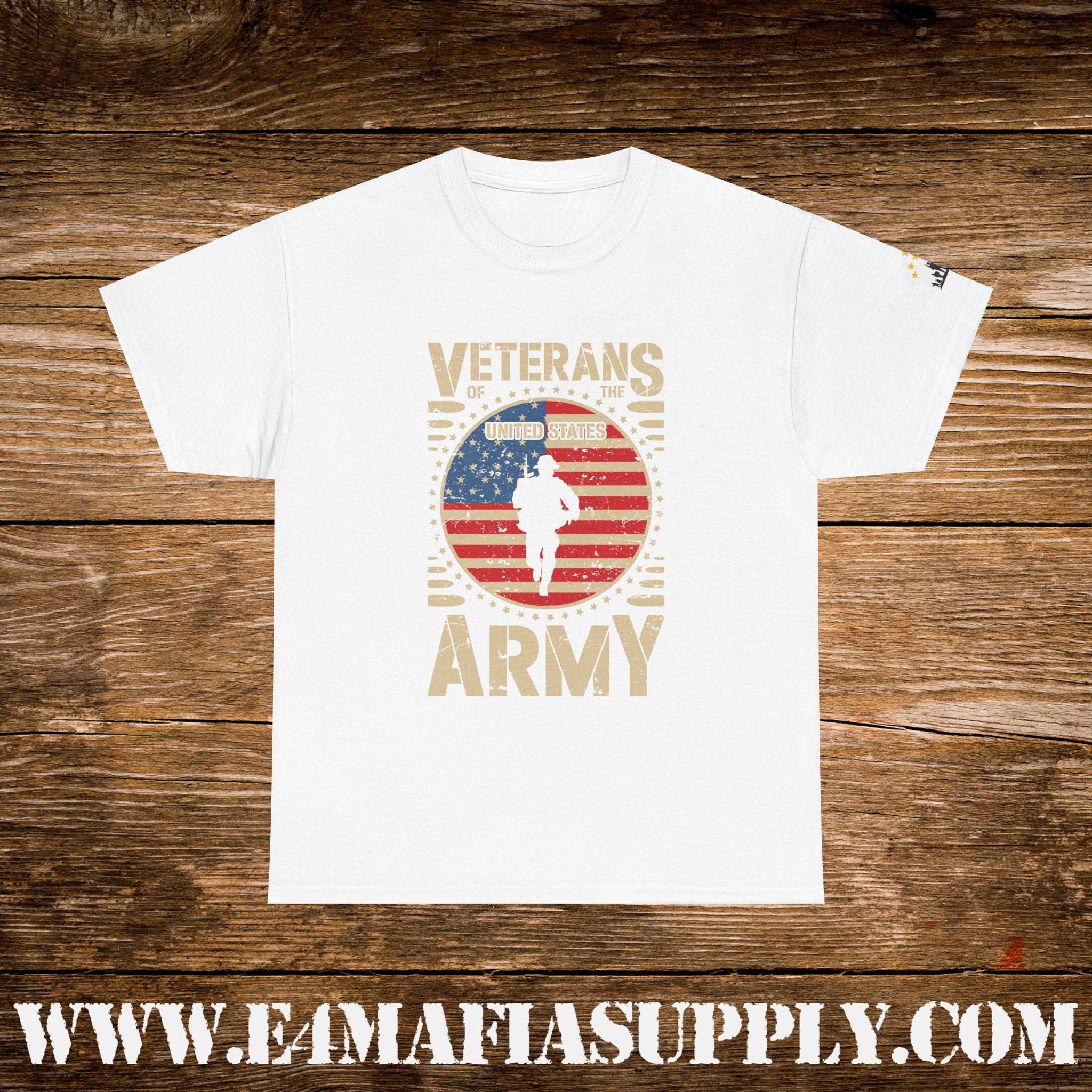 “Proud Army Veteran” – Patriotic Soldier Silhouette Flag T-Shirt