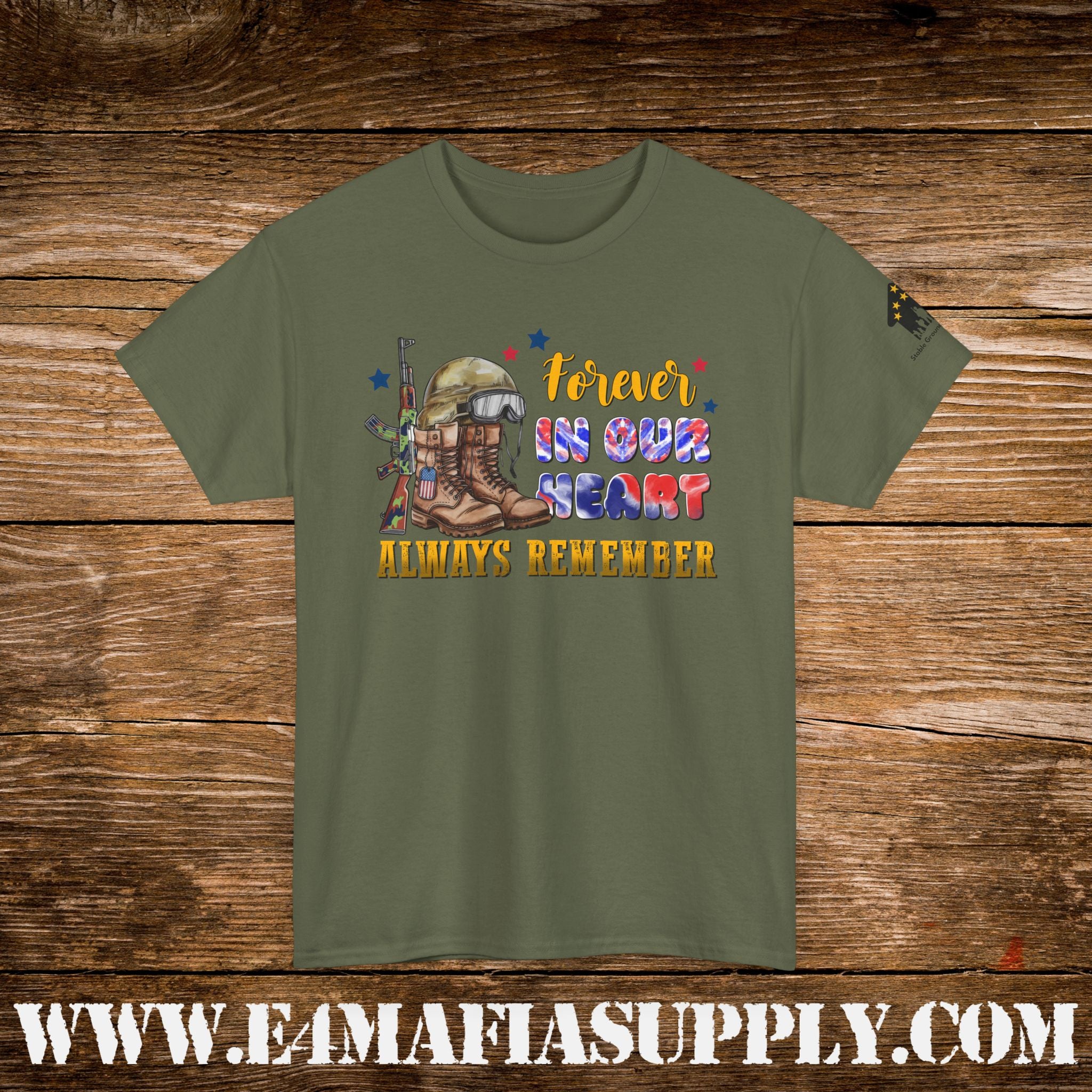 “Forever in Our Hearts, Always Remember” – Patriotic Fallen Soldier Memorial T-Shirt