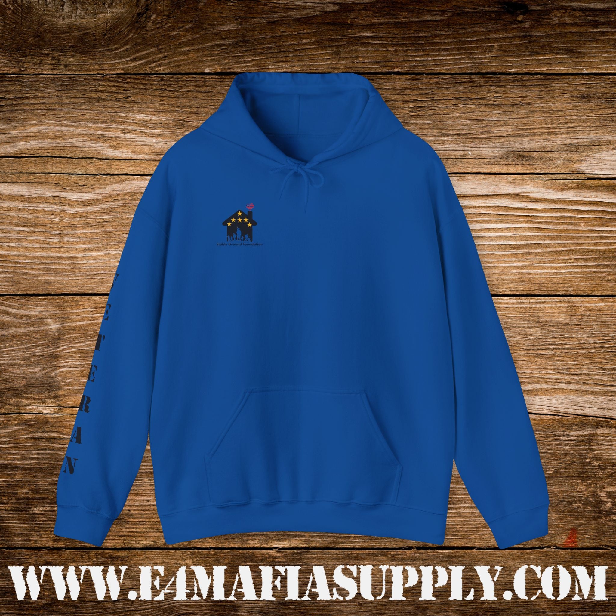 “Heroes Don’t Wear Capes – They Wear Dog Tags & Combat Boots” Patriotic Veteran Sleeve Hoodie