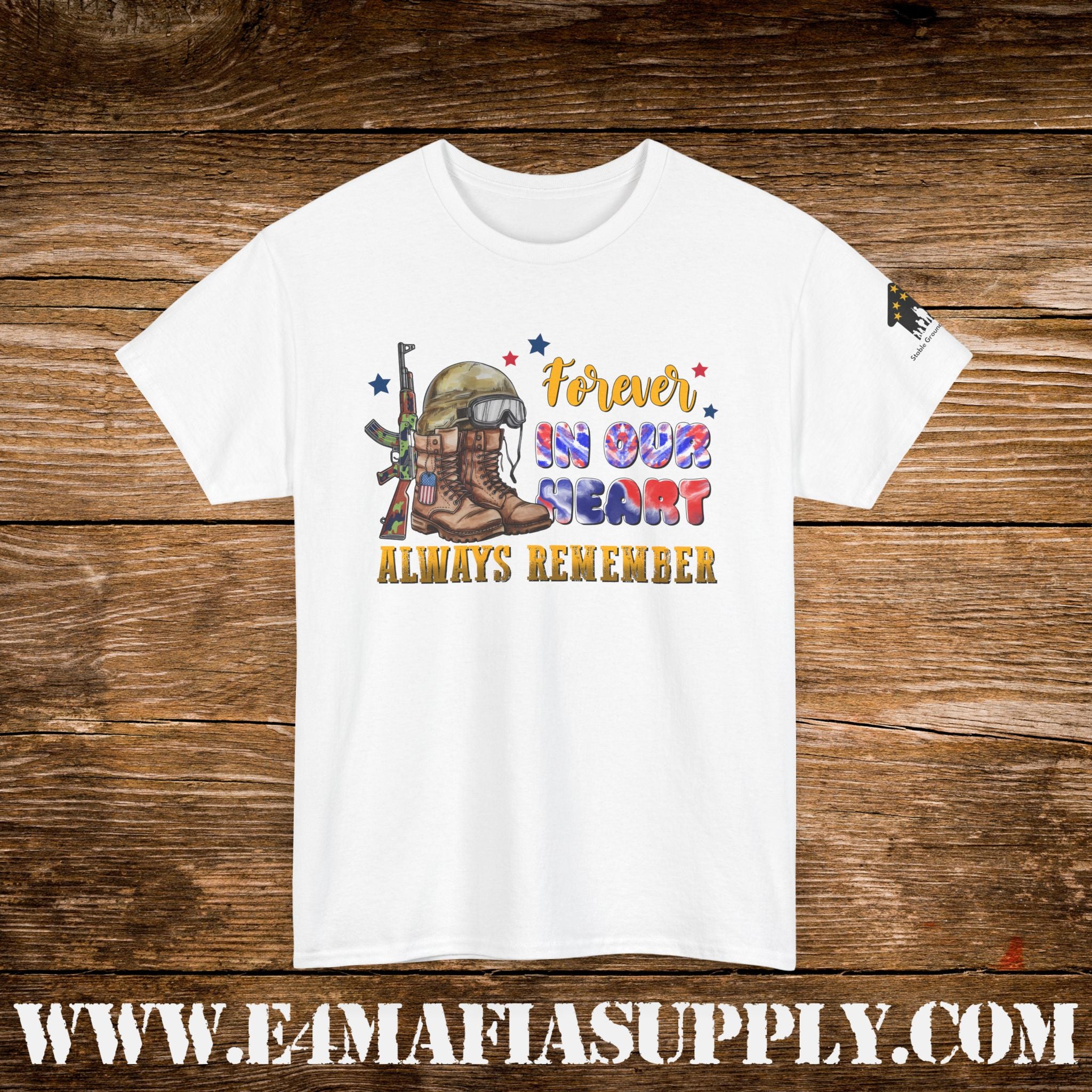 “Forever in Our Hearts, Always Remember” – Patriotic Fallen Soldier Memorial T-Shirt