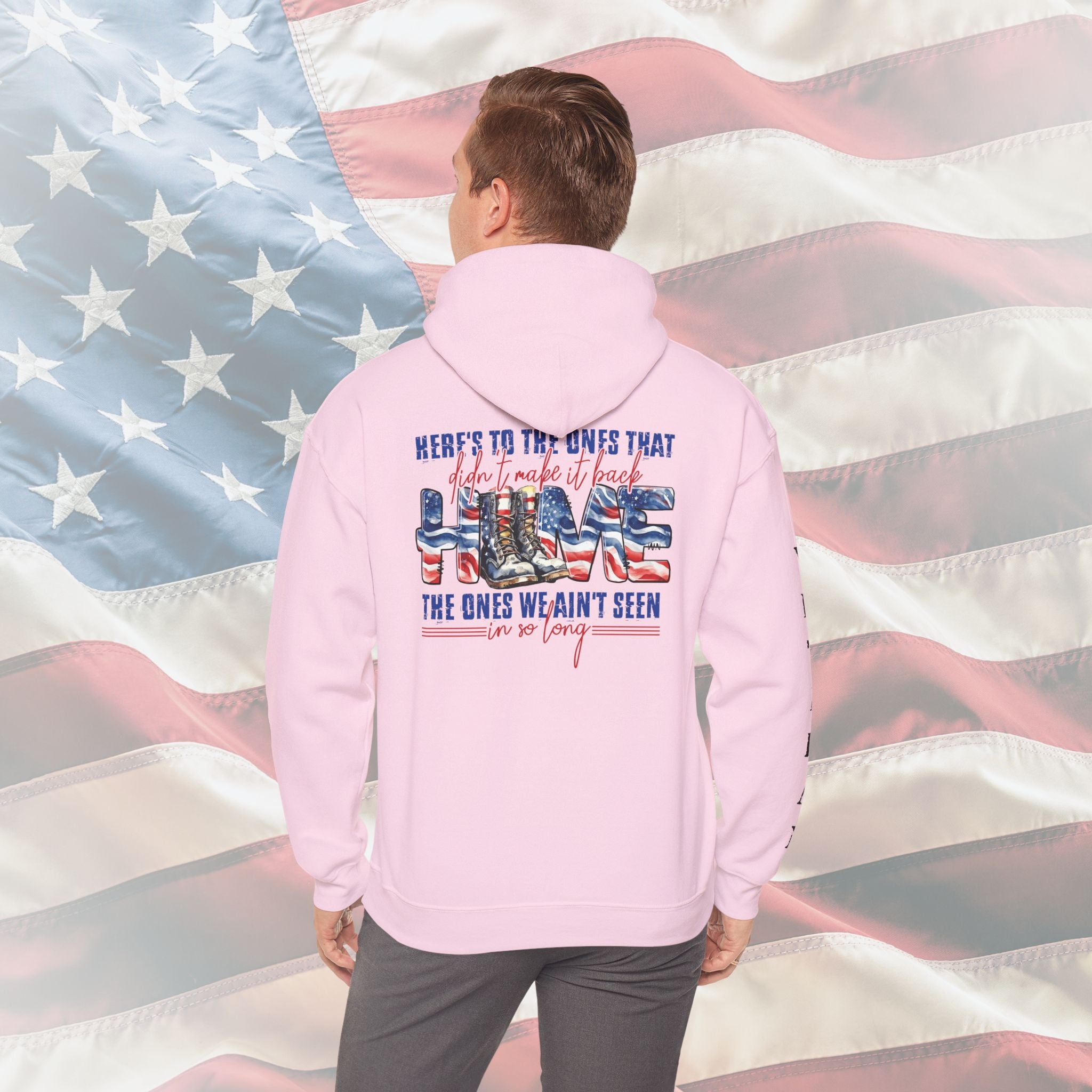 “Here’s to the Ones That Didn’t Make It Home” Patriotic Veteran Memorial Hoodie