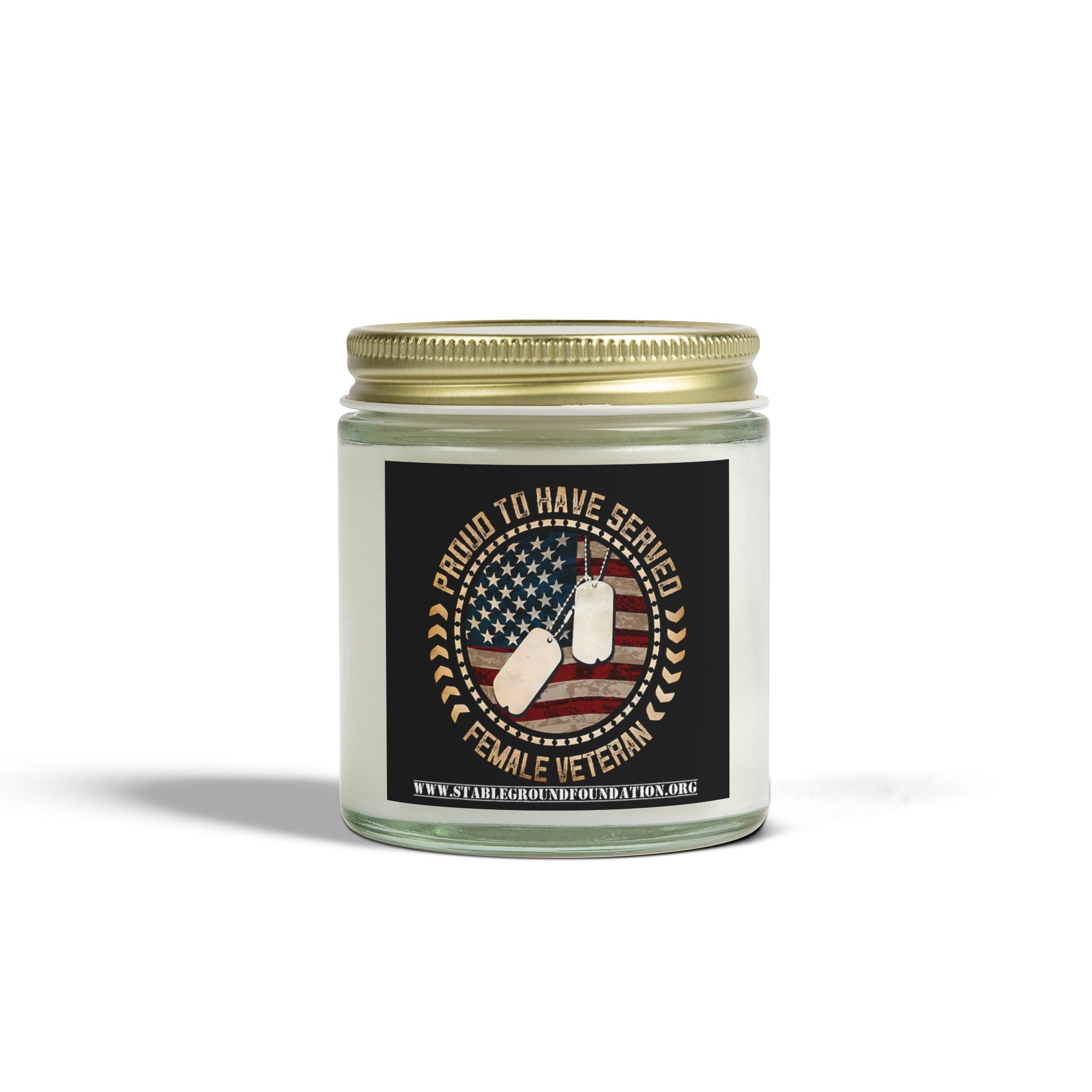 Proud to Have Served Candle – Female Veteran Dog Tag Tribute Candle