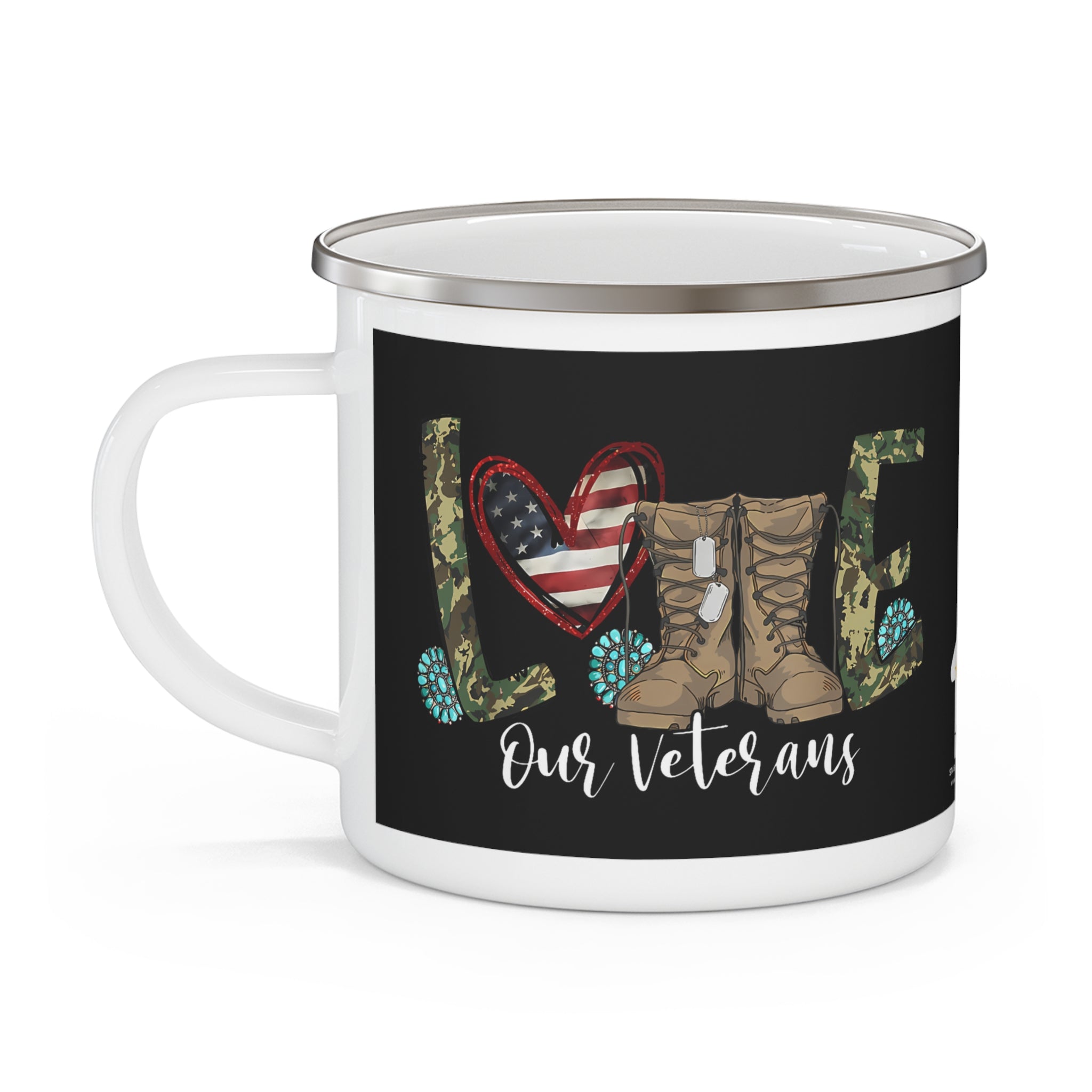 Love Our Veterans Enamel Mug