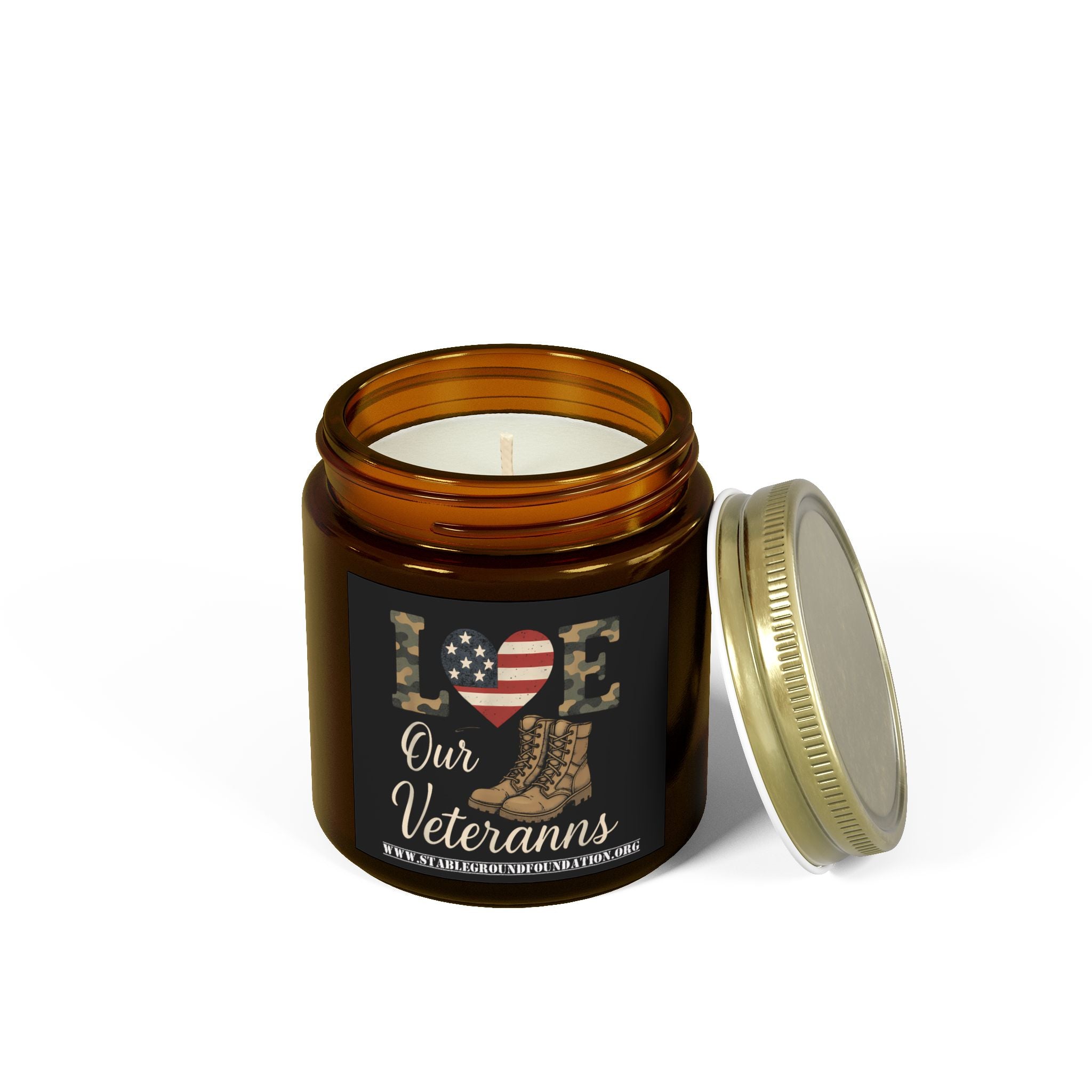 Love Our Veterans Combat Boots Candle – Honor with Heart and Flame