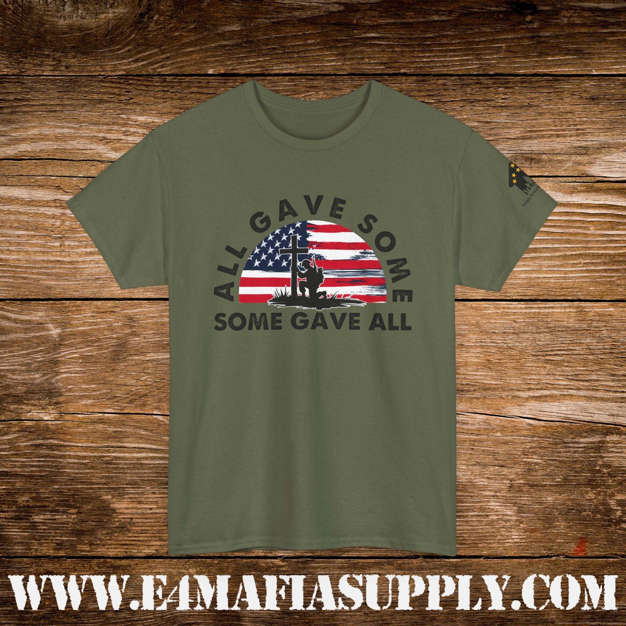 “All Gave Some, Some Gave All” – Soldier Silhouette American Flag Memorial T-Shirt