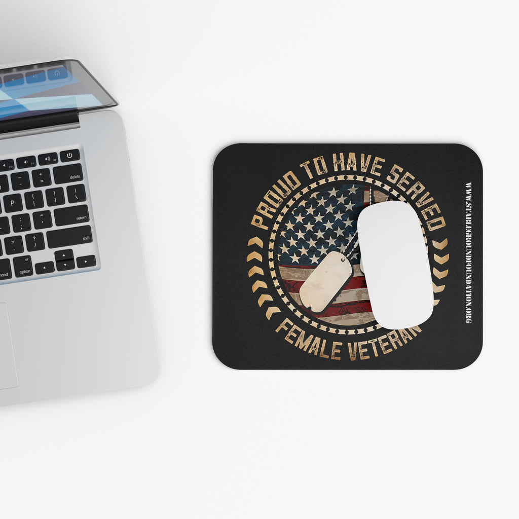 Proud to Have Served – Female Veteran American Flag Mouse Pad