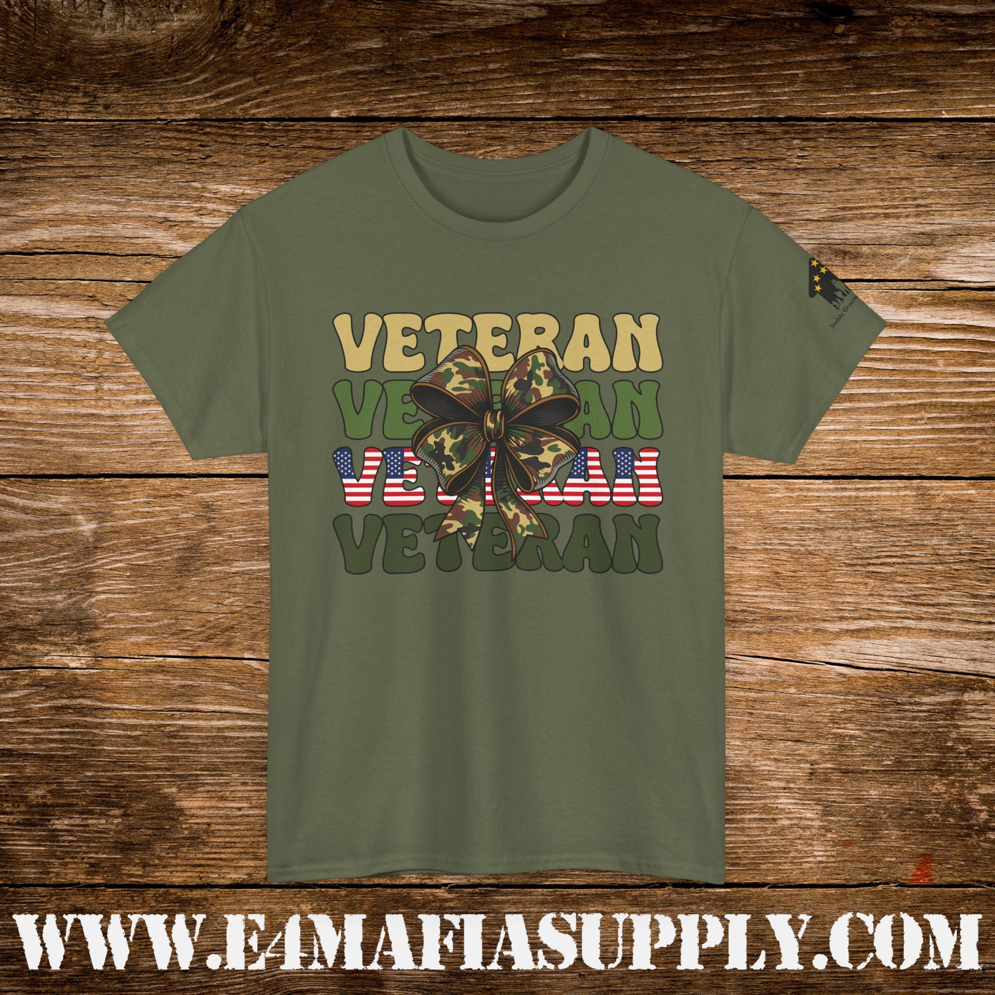 “Veteran” – American Flag Camo Butterfly T-Shirt