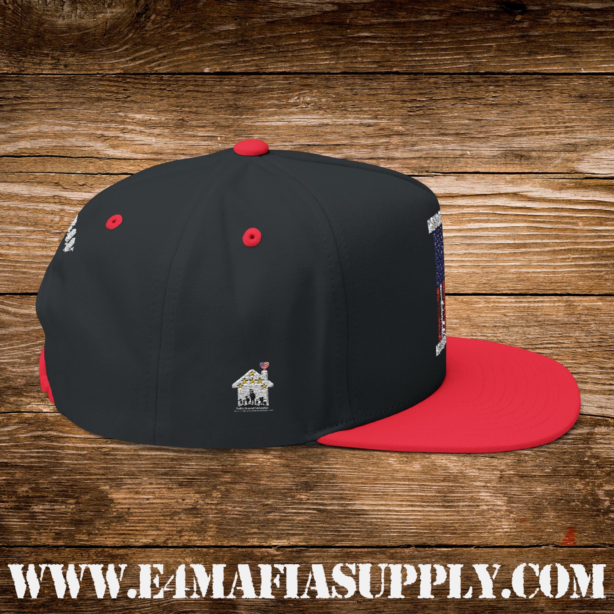 Patriotic “Home of the Free Because of the Brave” Flat Bill Cap with American Flag