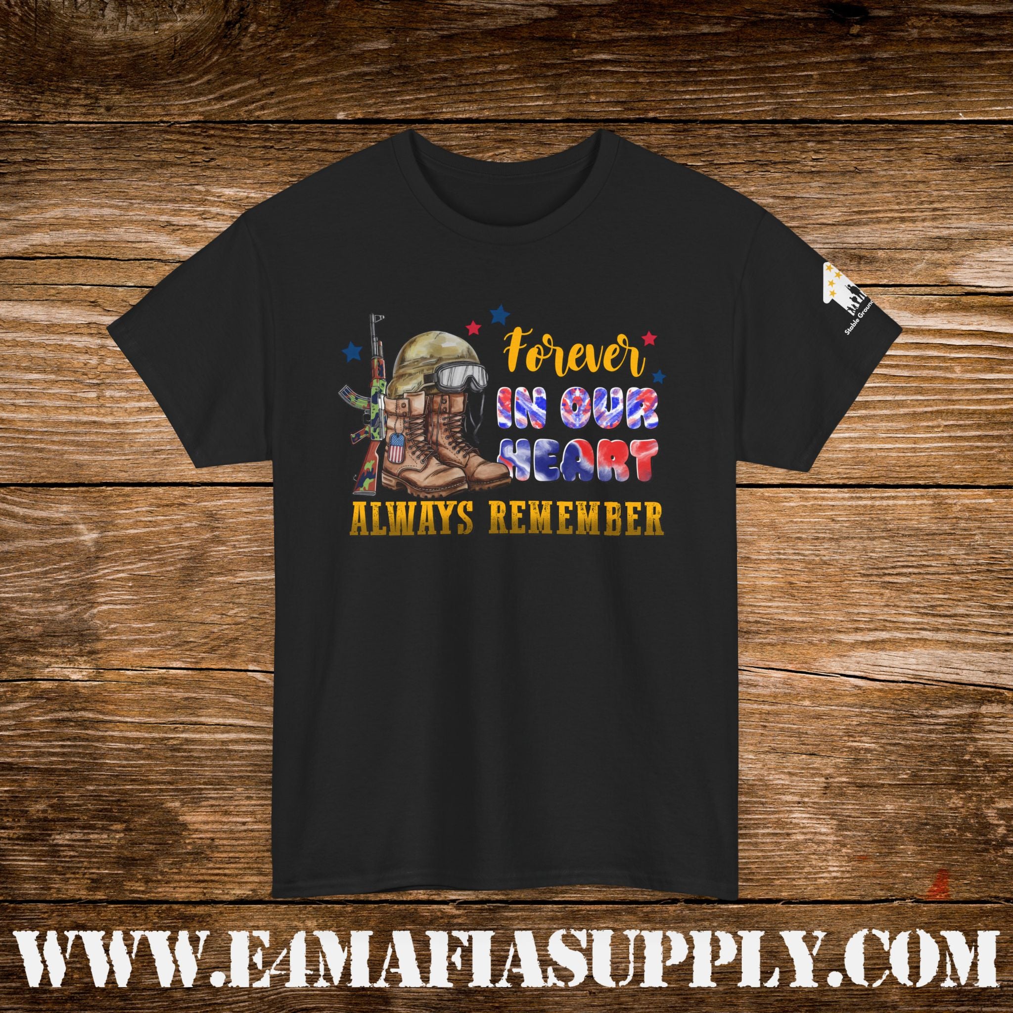 “Forever in Our Hearts, Always Remember” – Patriotic Fallen Soldier Memorial T-Shirt