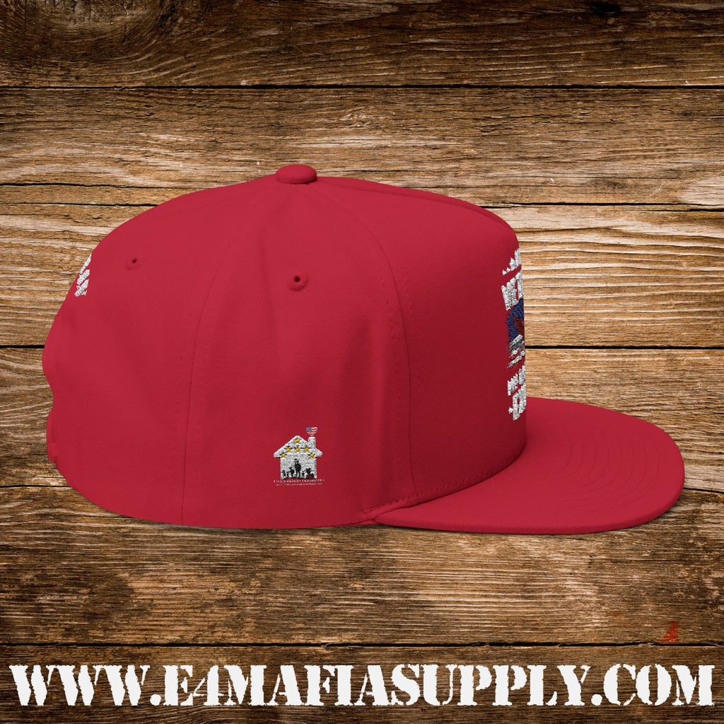“I’m a Veteran – My Oath Never Expires” Patriotic Flat Bill Cap with American Flag