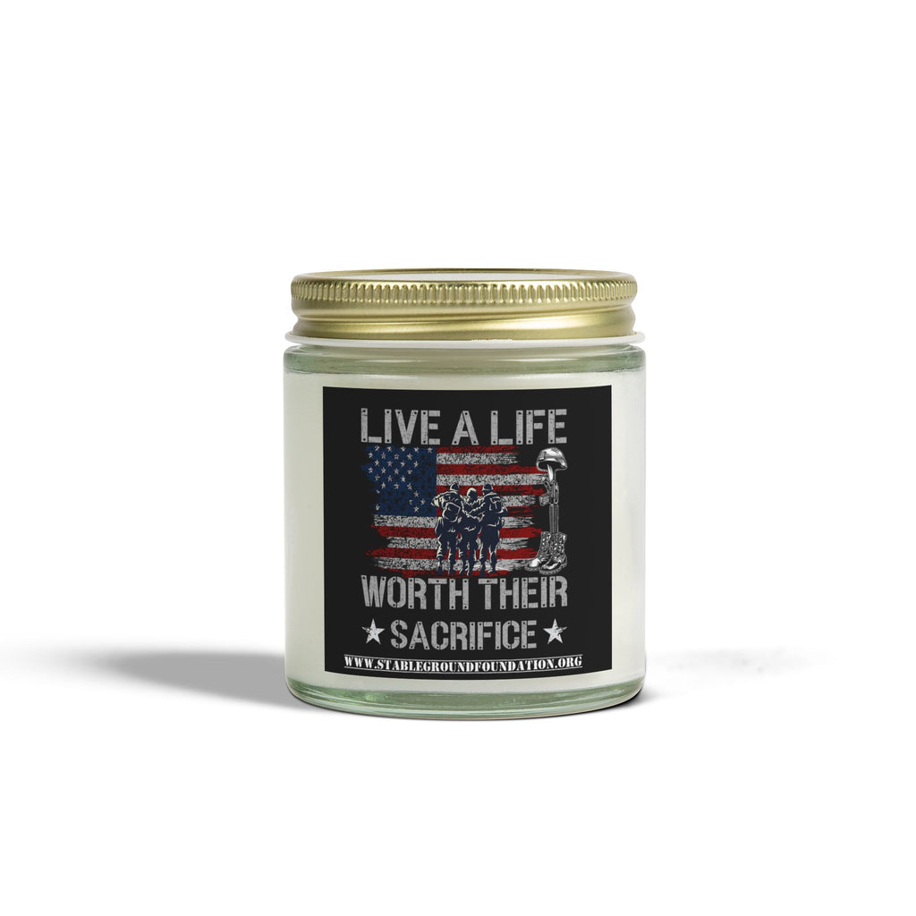 Live a Life Worth Their Sacrifice Candle | Patriotic Veteran Memorial Gift