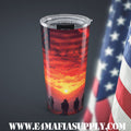 Brothers in Arms — Patriotic Sunset Tumbler Honoring America’s Finest