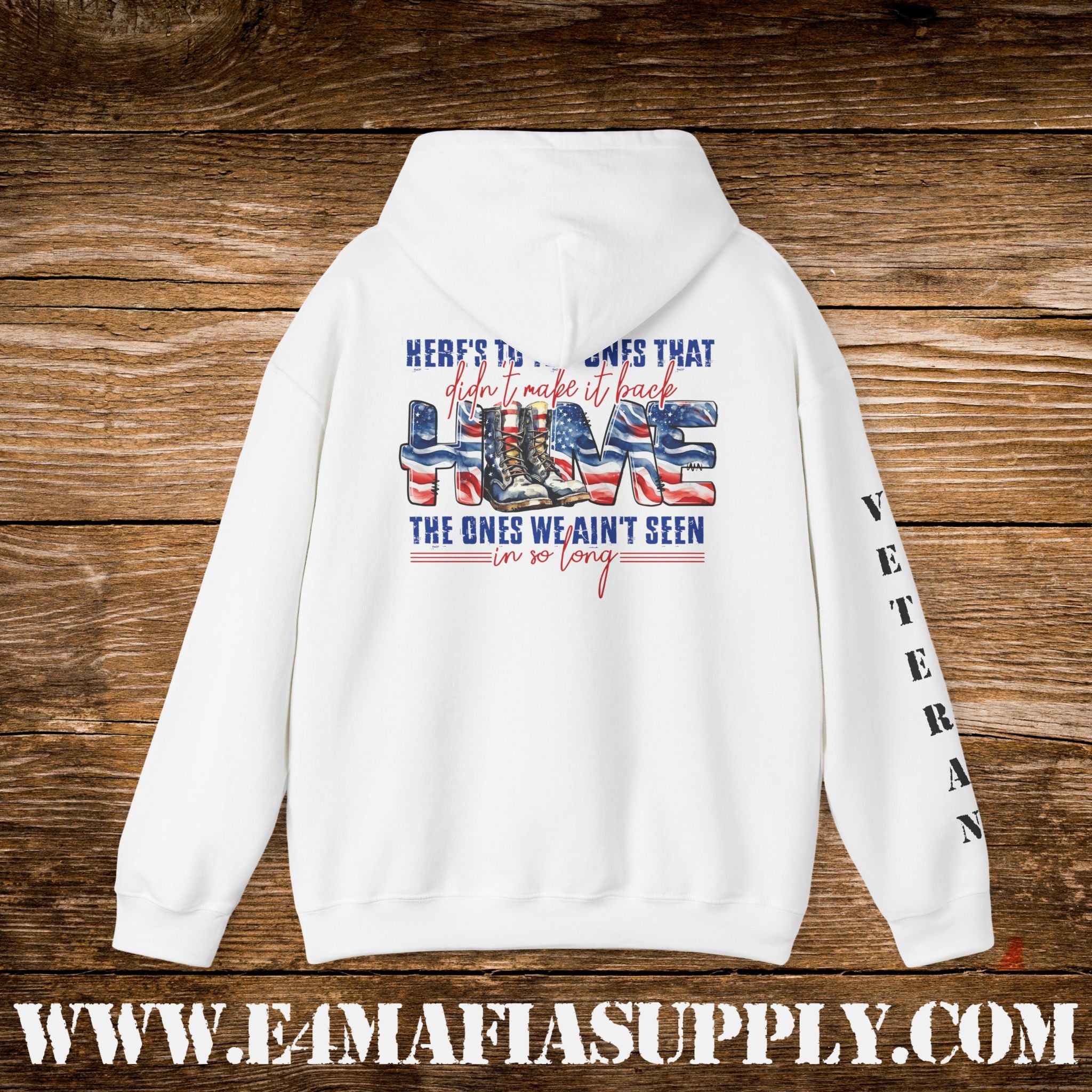 “Here’s to the Ones That Didn’t Make It Home” Patriotic Veteran Memorial Hoodie