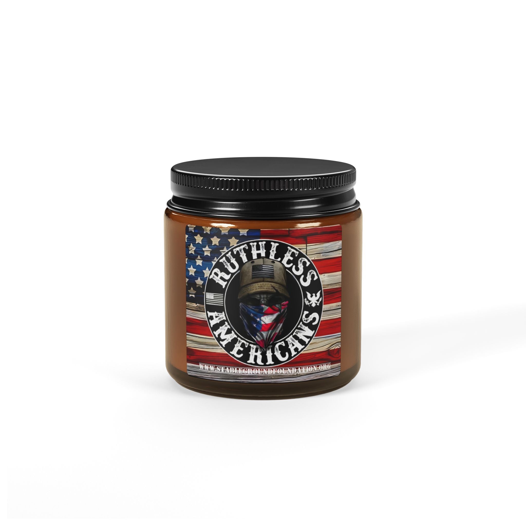 Ruthless Americans Amber Jar Candle | Patriotic Veteran Gift with Grit and Glory
