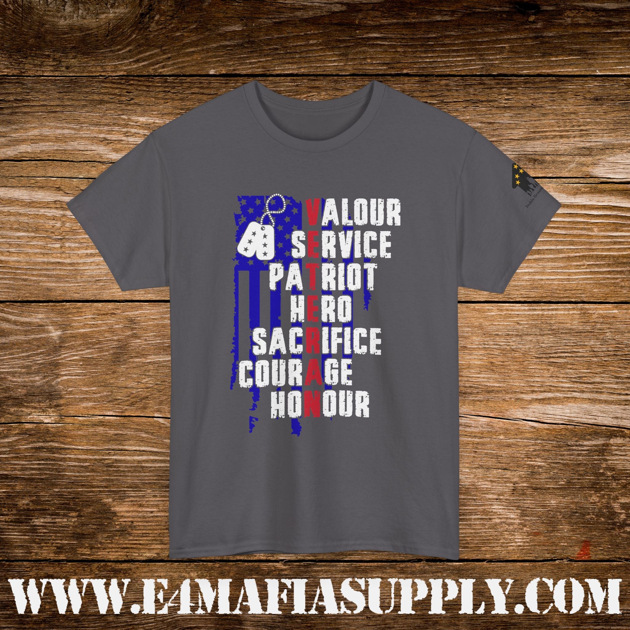 “Valour, Service, Patriot, Hero” – Military Pride & Sacrifice T-Shirt
