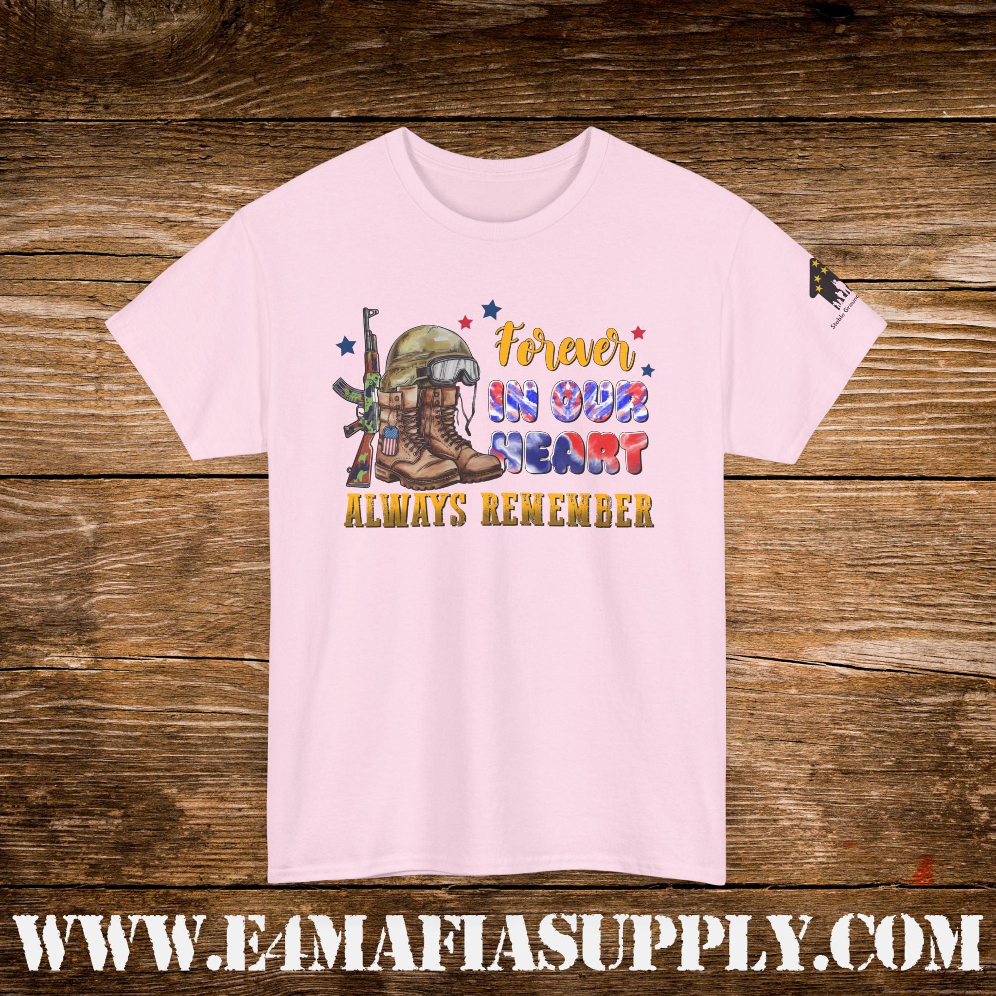 “Forever in Our Hearts, Always Remember” – Patriotic Fallen Soldier Memorial T-Shirt