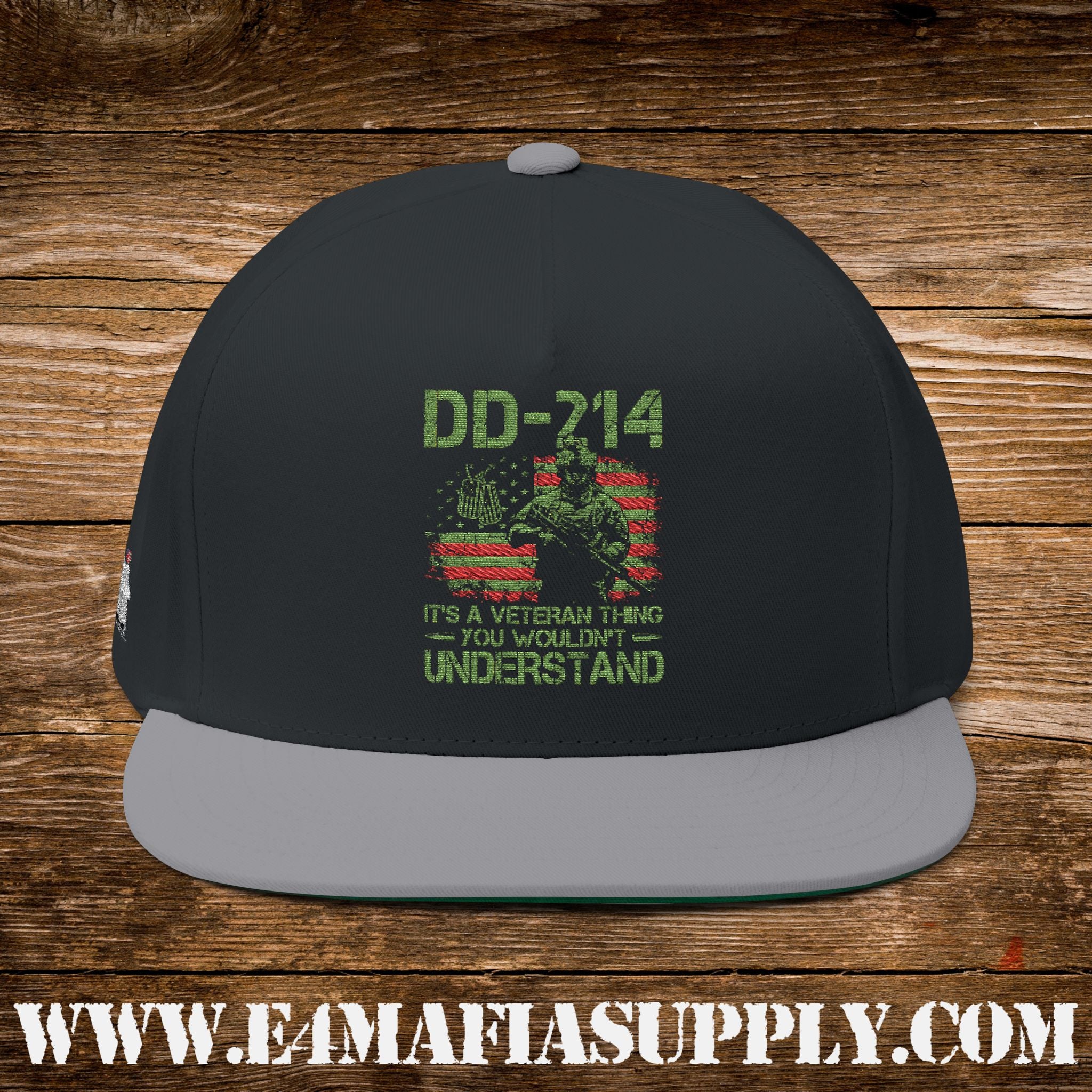 DD-214 “It’s a Veteran Thing You Wouldn’t Understand” Flat Bill Cap with American Flag