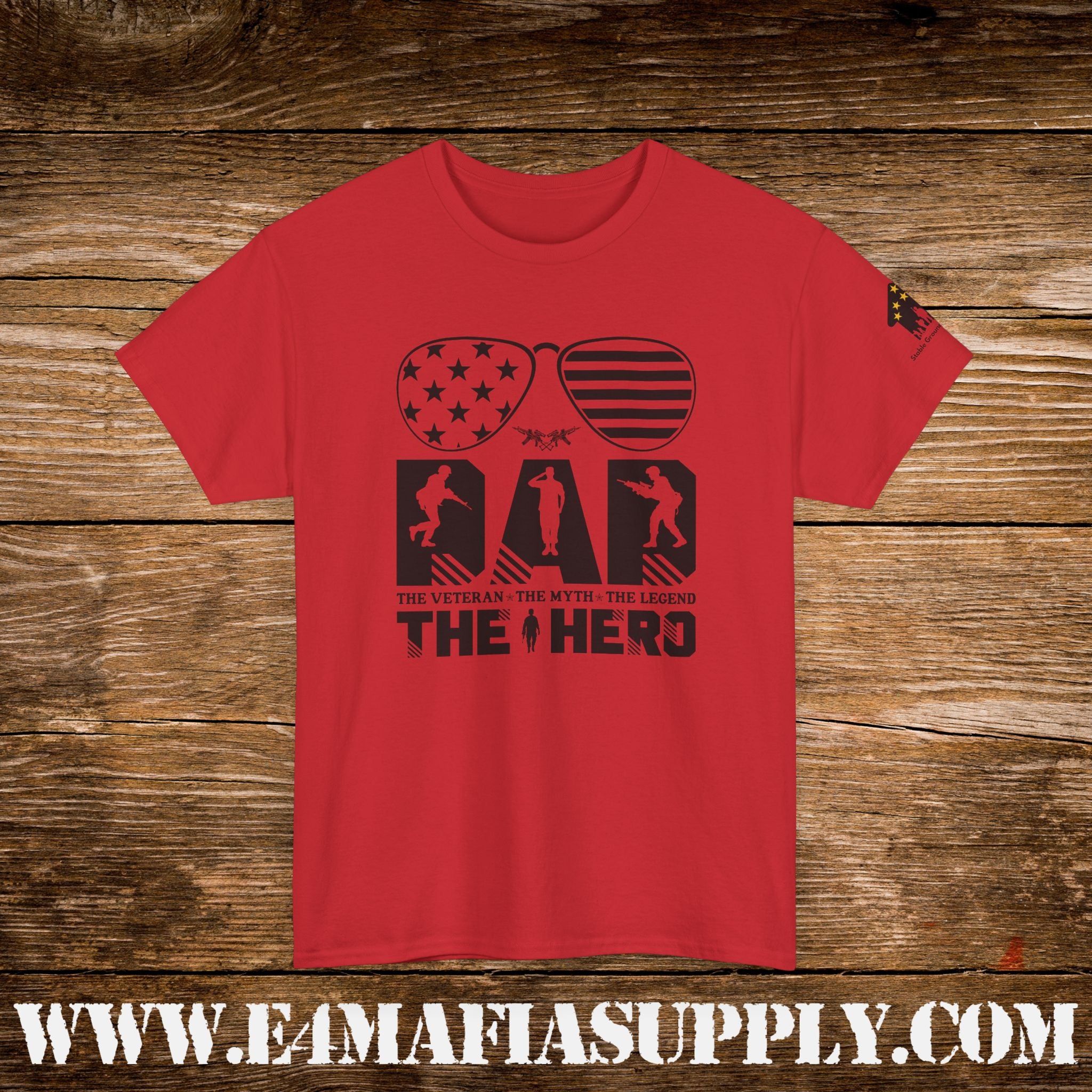 “The Veteran. The Myth. The Legend. The Hero.” – Patriotic Military Sunglasses T-Shirt