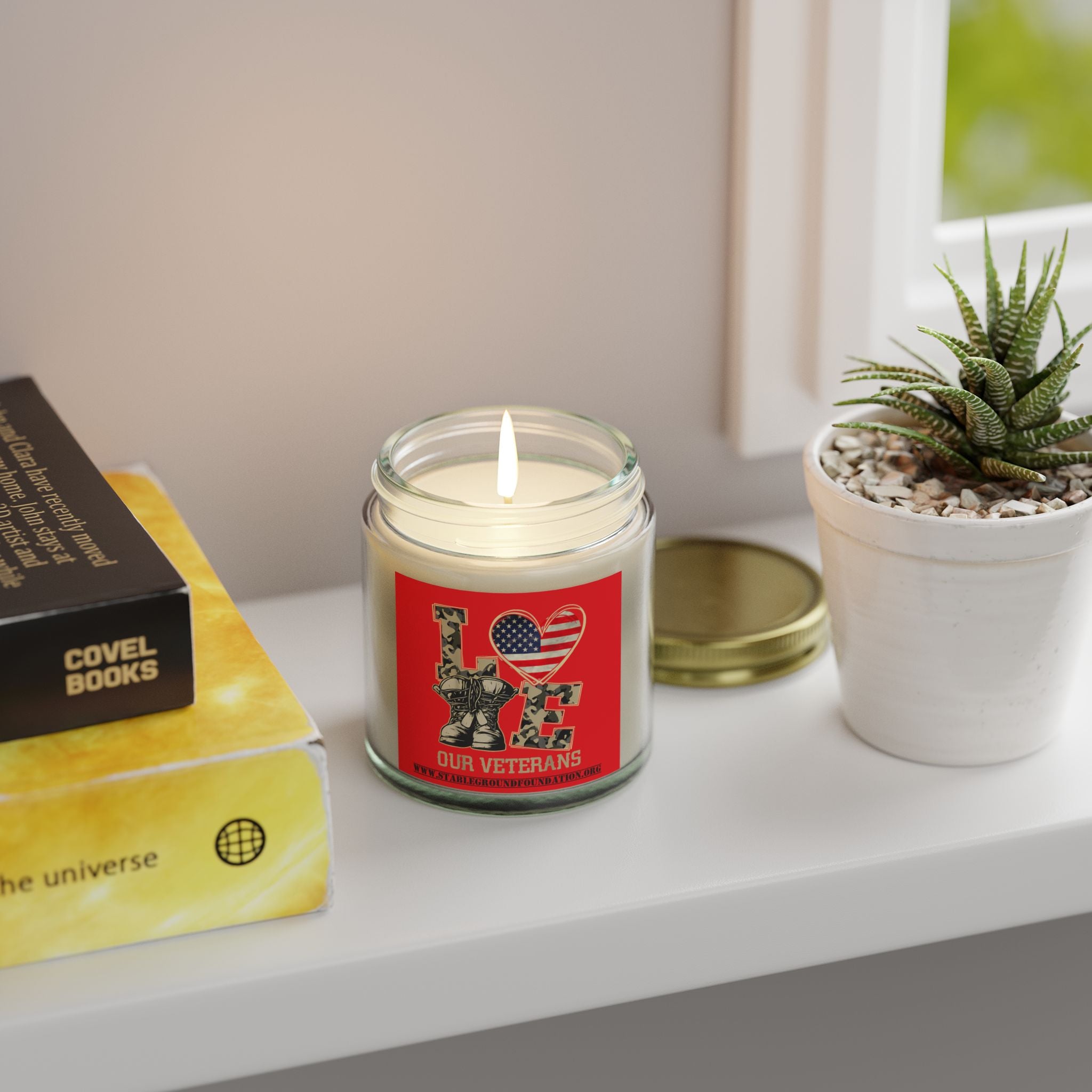 Love Our Veterans Candle – Red Patriotic Tribute Candle for Heroes