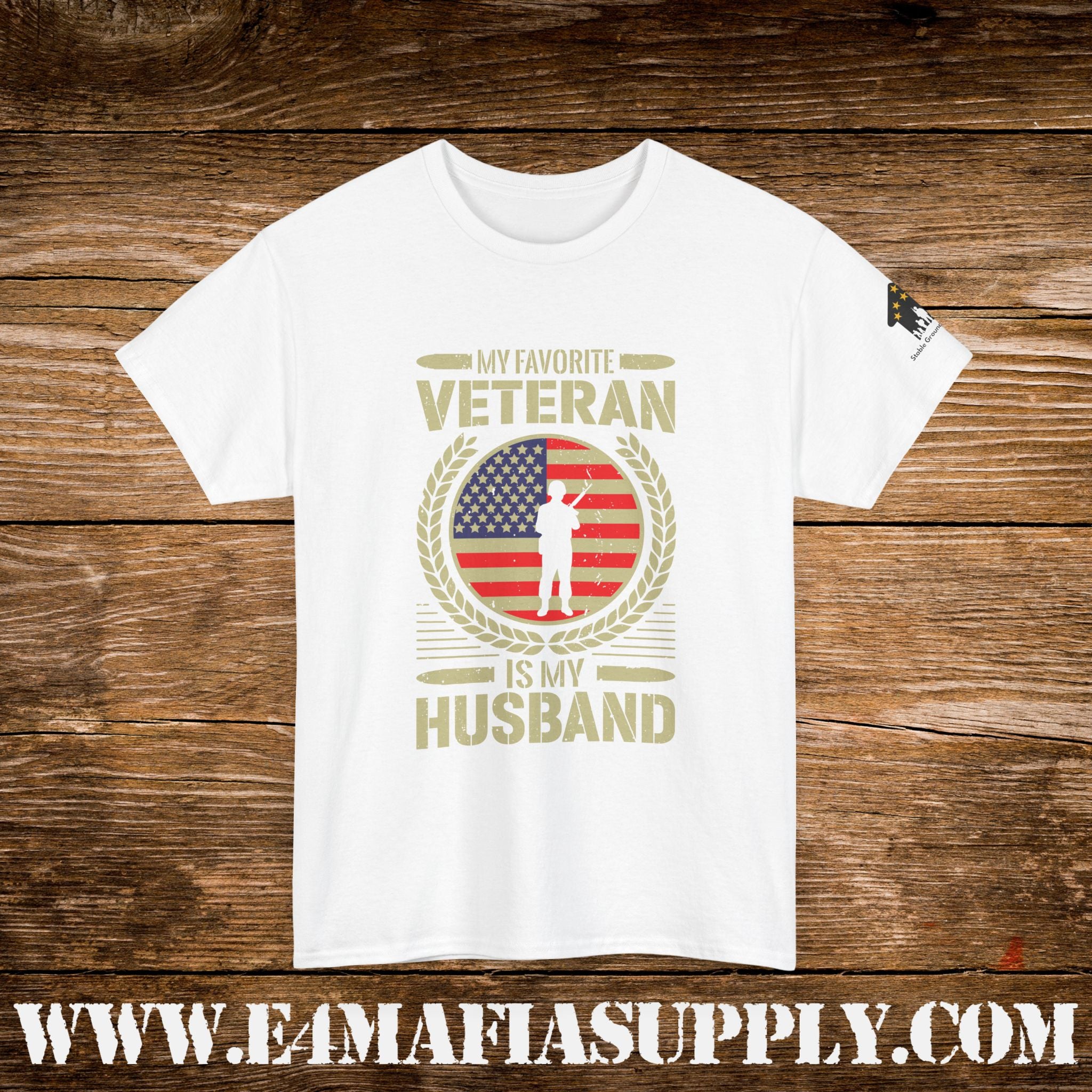 “My Favorite Veteran Is My Husband” – Patriotic Military Wife T-Shirt
