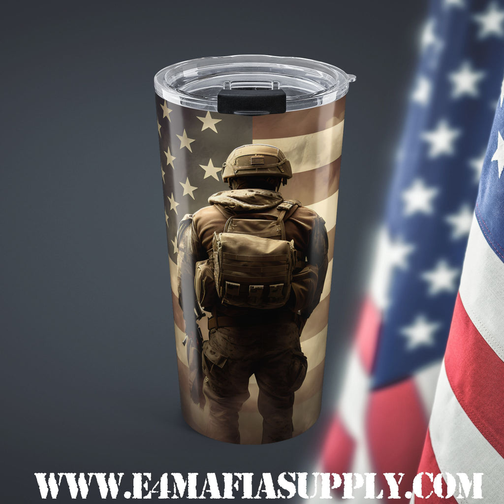 Home of the Brave — Patriotic Soldier Tumbler for the Ones Who Carry It All
