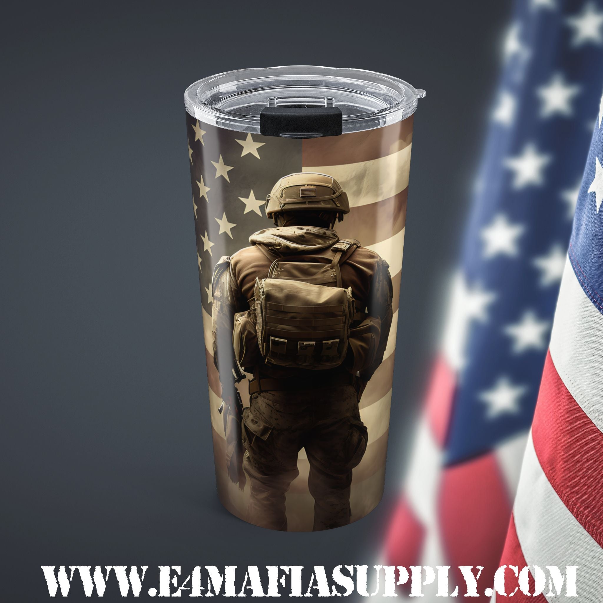 Home of the Brave — Patriotic Soldier Tumbler for the Ones Who Carry It All