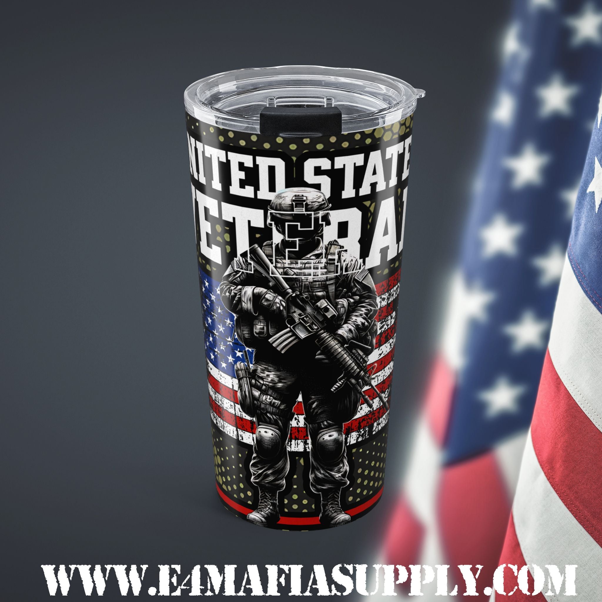 United States Veteran — Patriotic Soldier Tumbler Built for the Brave