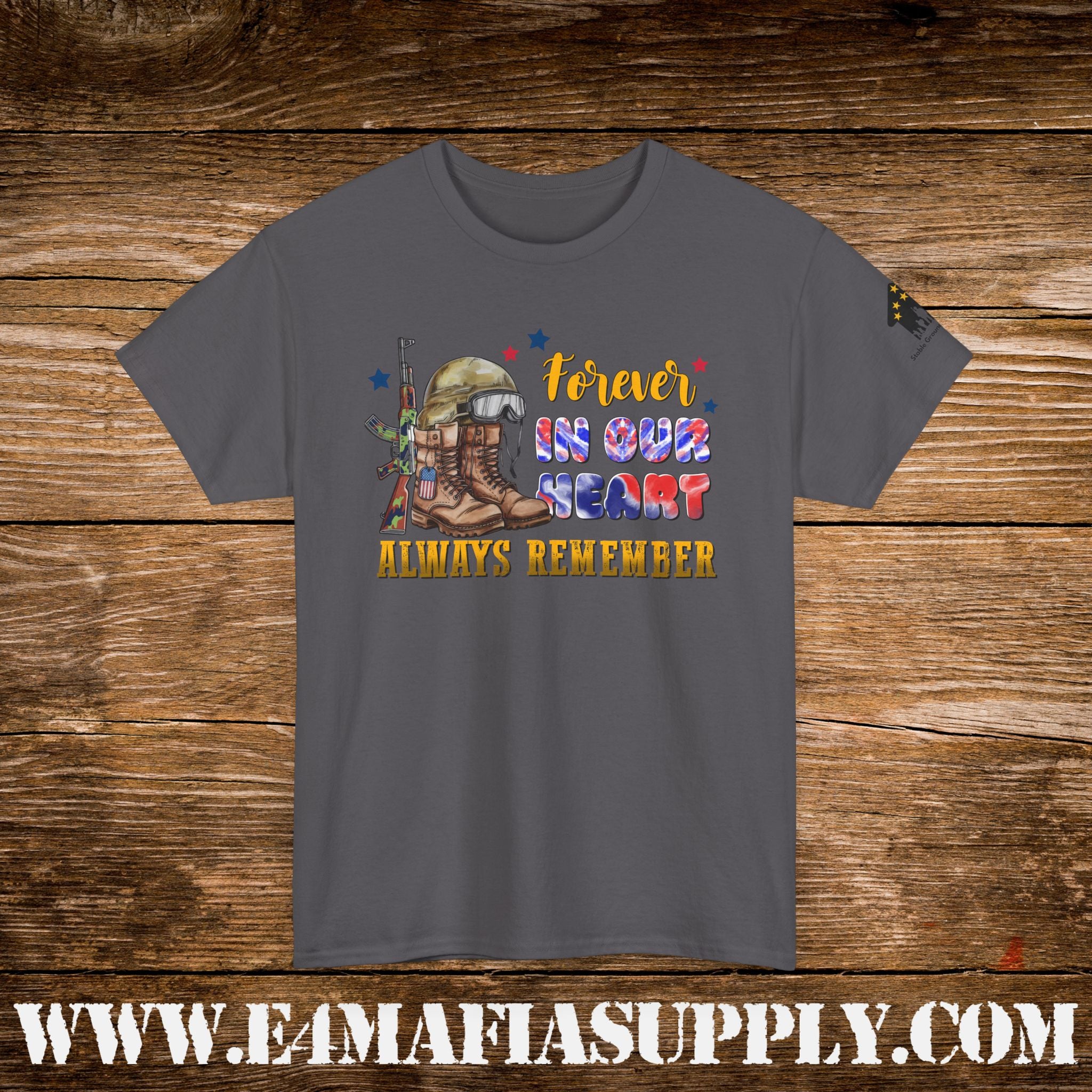 “Forever in Our Hearts, Always Remember” – Patriotic Fallen Soldier Memorial T-Shirt