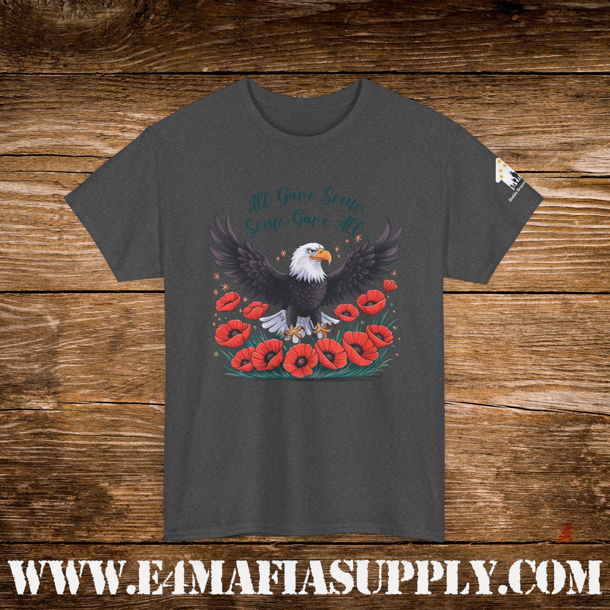 “All Gave Some, Some Gave All” – Bald Eagle & Poppies Memorial Veteran T-Shirt